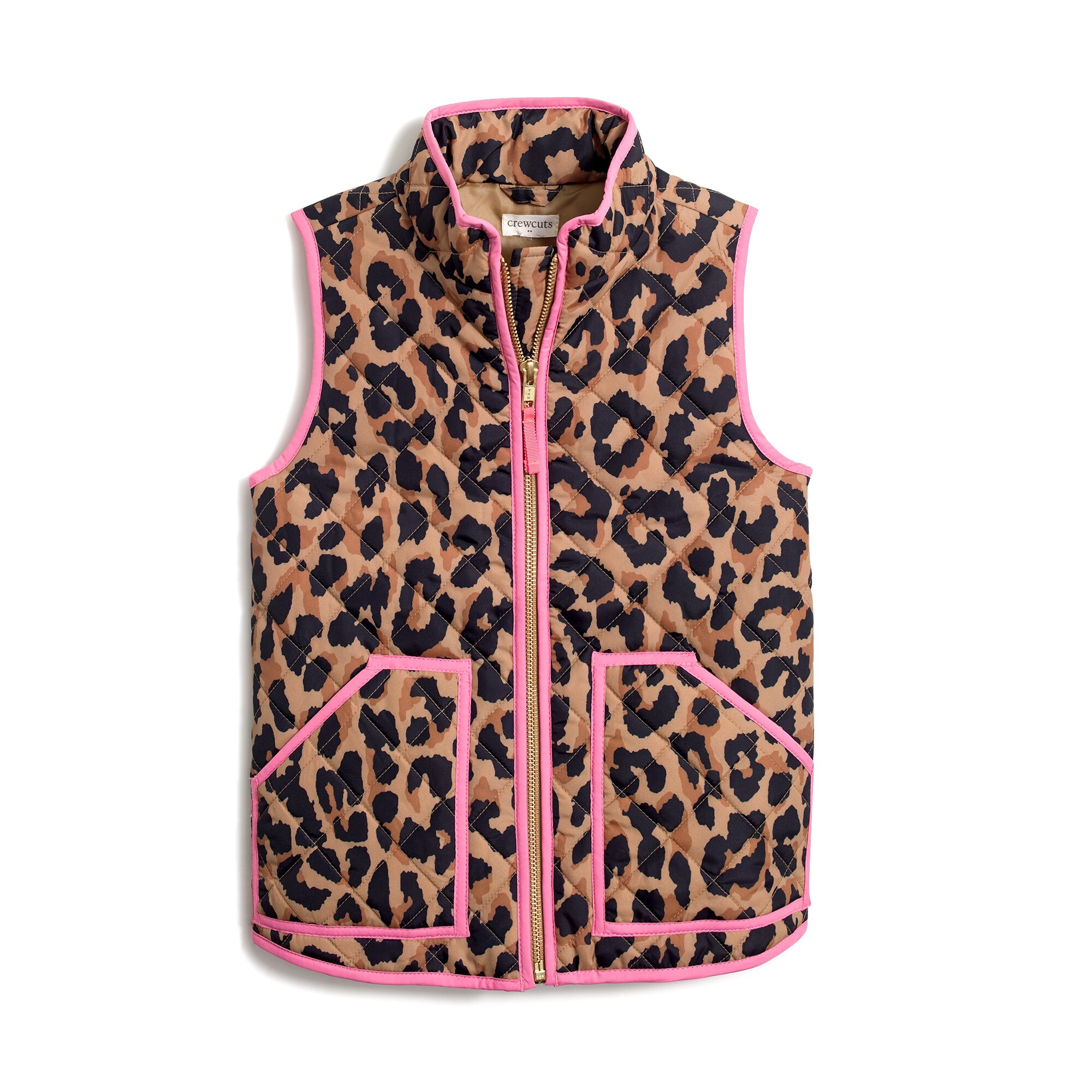 Girls' leopard quilted vest