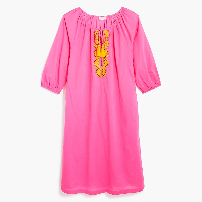 j.crew factory: embroidered cotton tunic cover-up for women, right side, view zoomed
