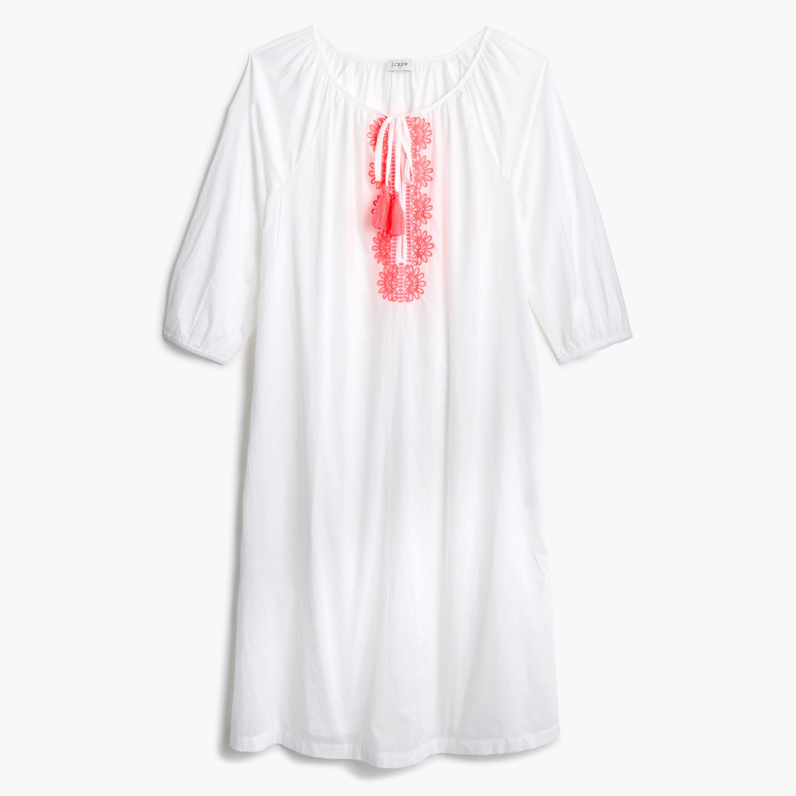 Embroidered cotton tunic cover-up