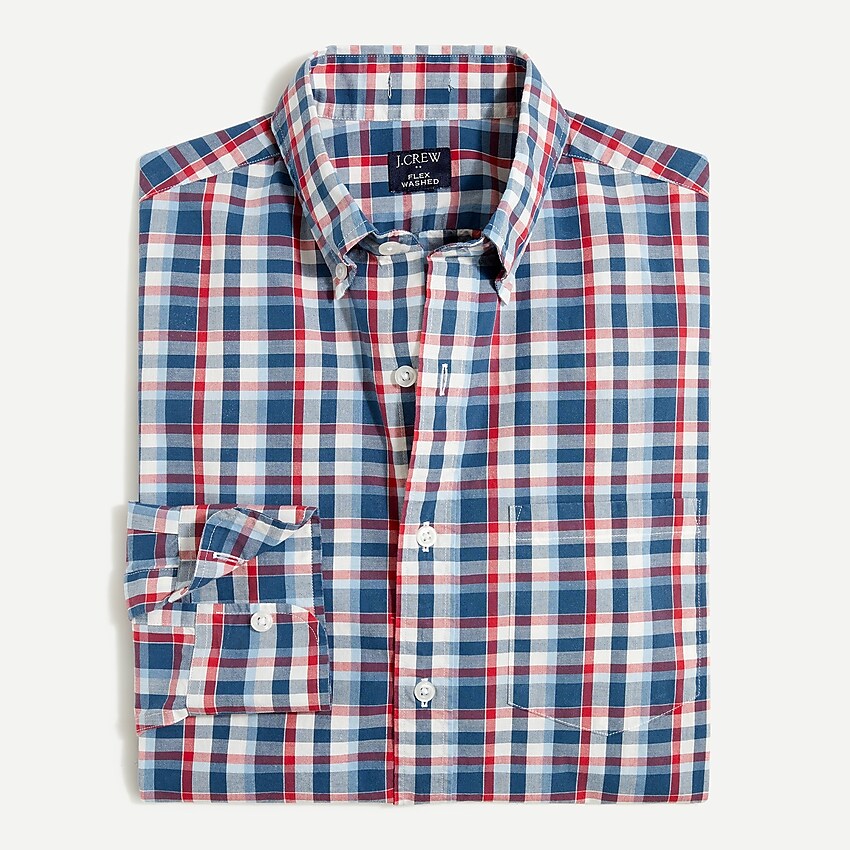 factory: plaid flex casual shirt for men, right side, view zoomed