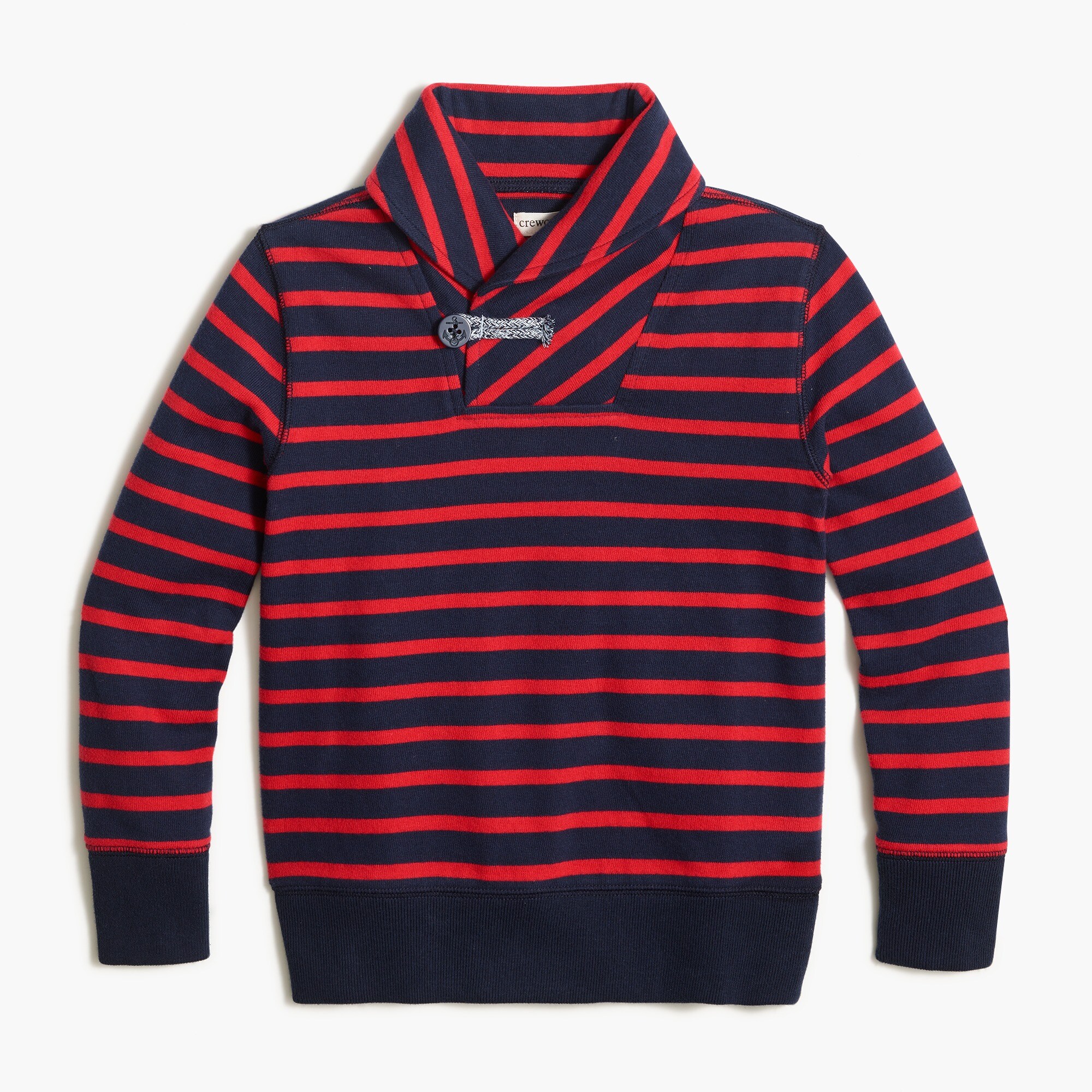 Boys' striped shawl-collar pullover sweater