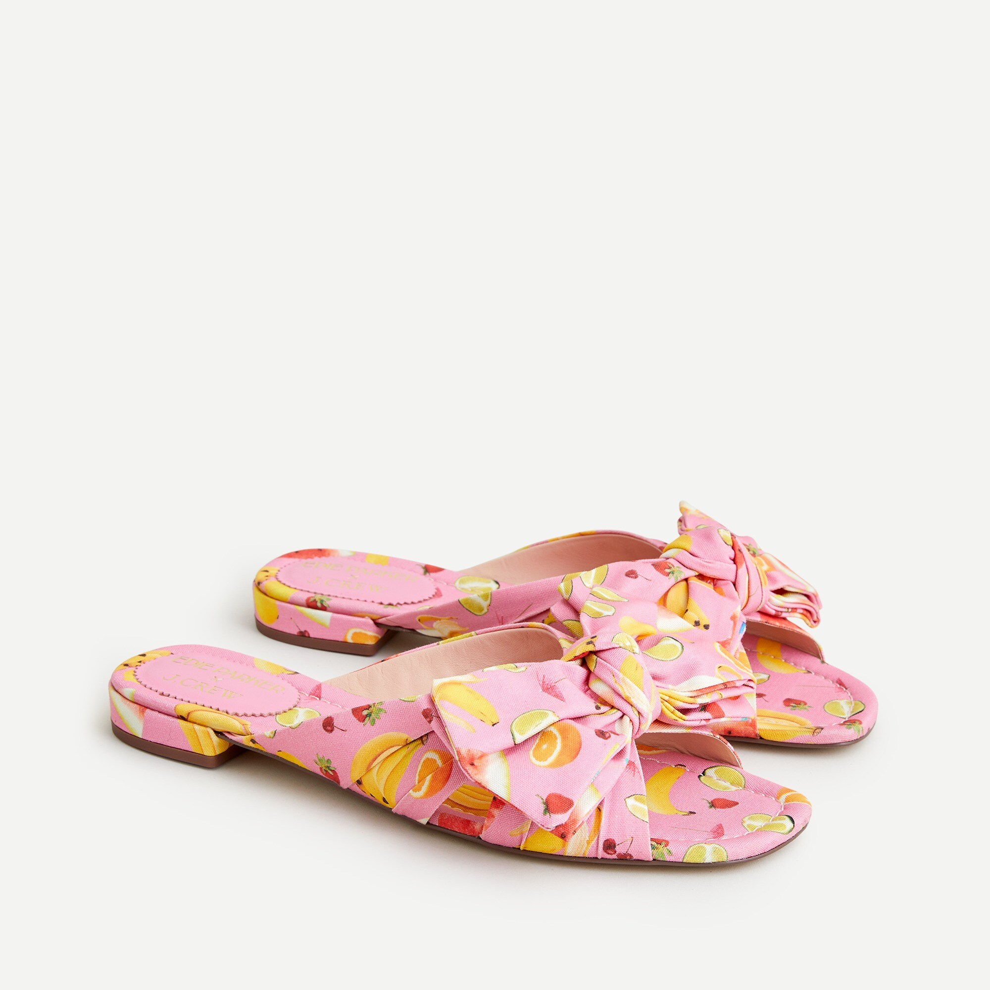 Edie Parker® X J.Crew bow slide sandals in fruit punch