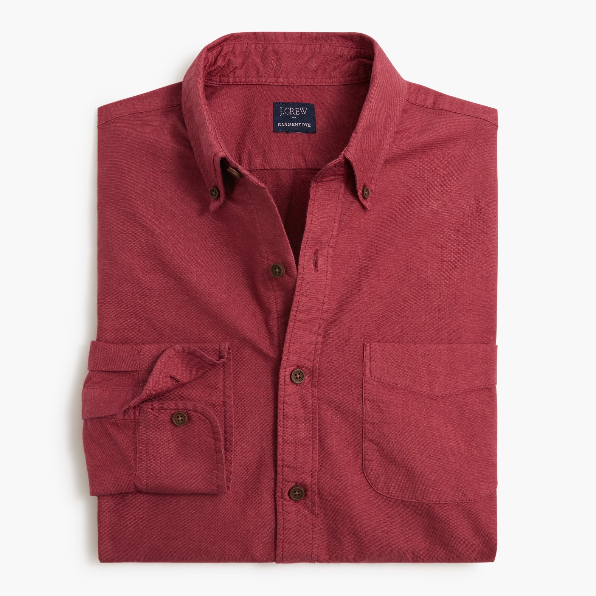 Slim untucked garment-dyed oxford shirt