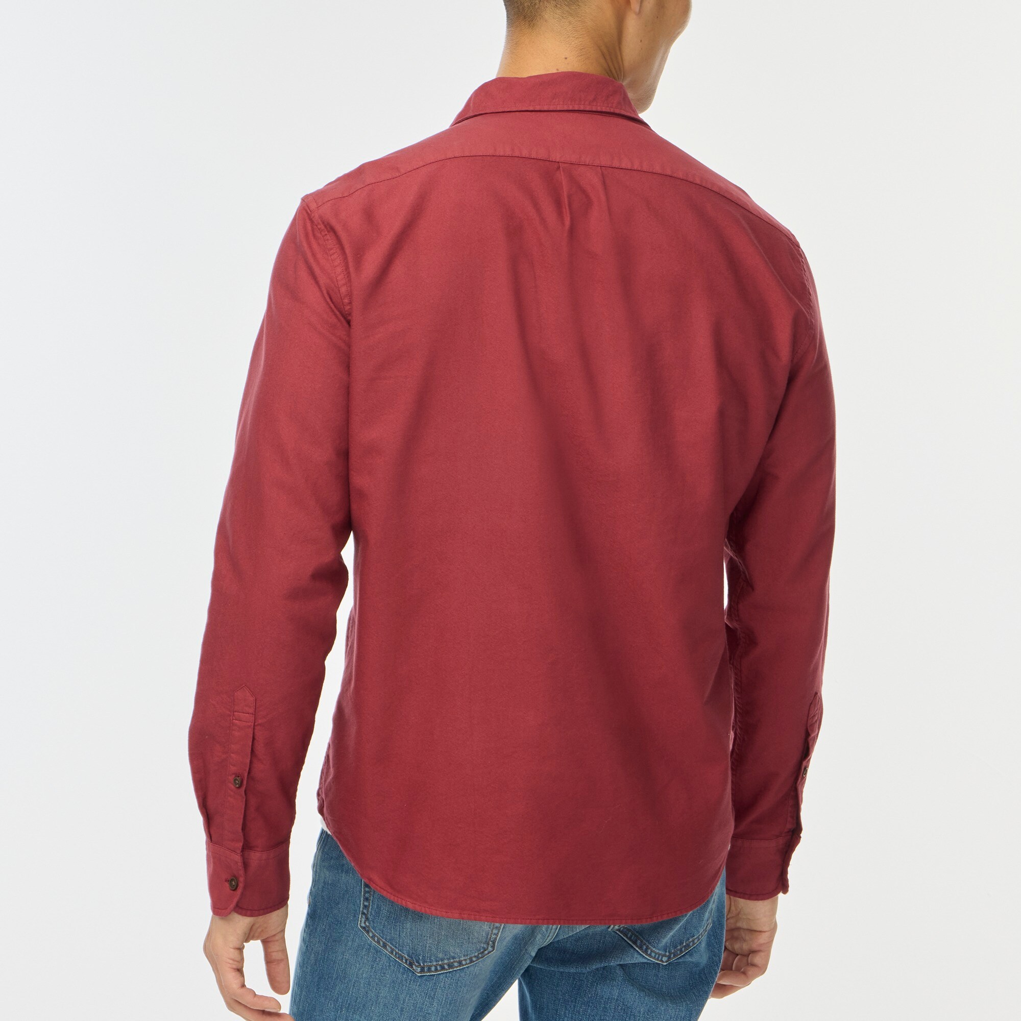 Slim untucked garment-dyed oxford shirt
