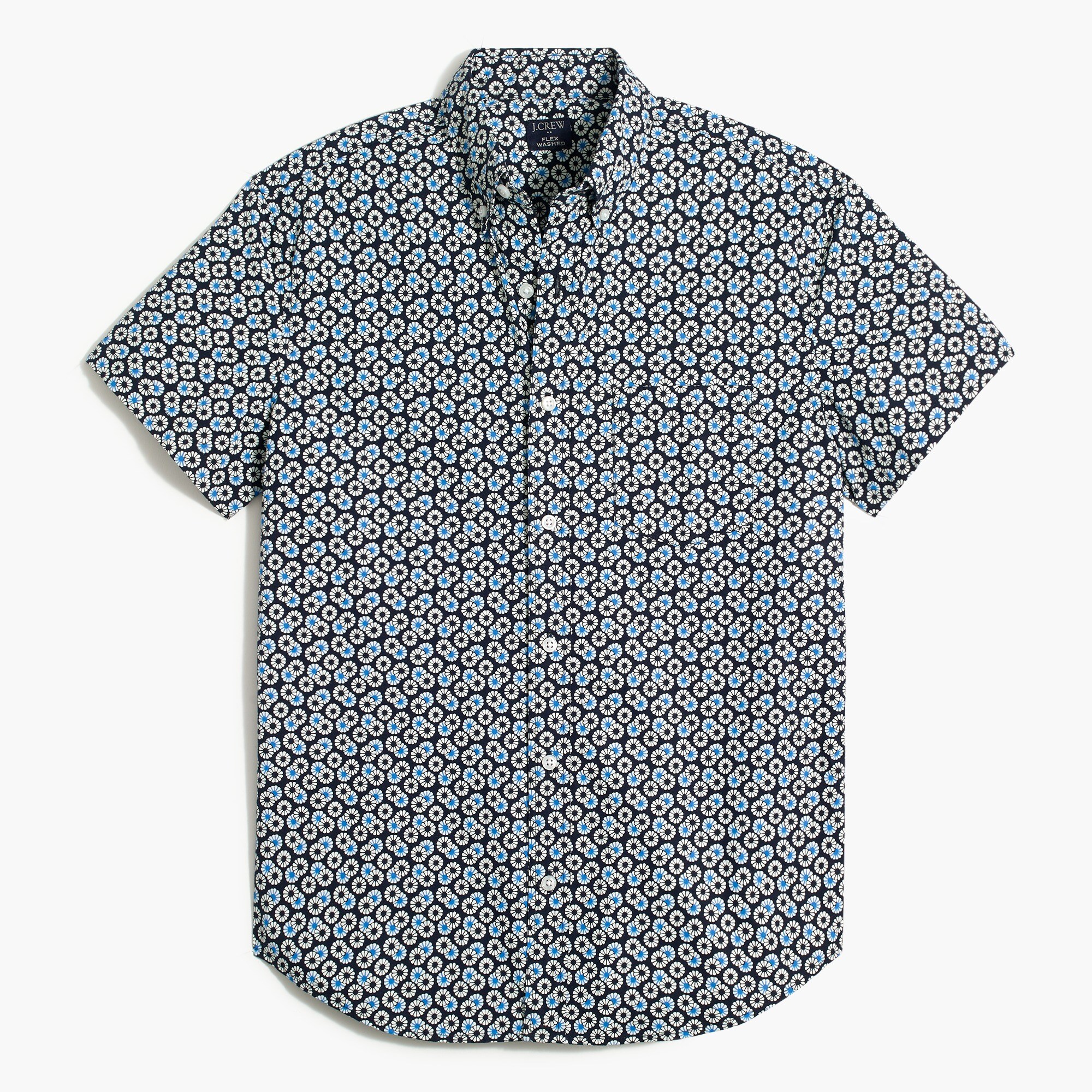 short-sleeve regular printed flex casual shirt for men