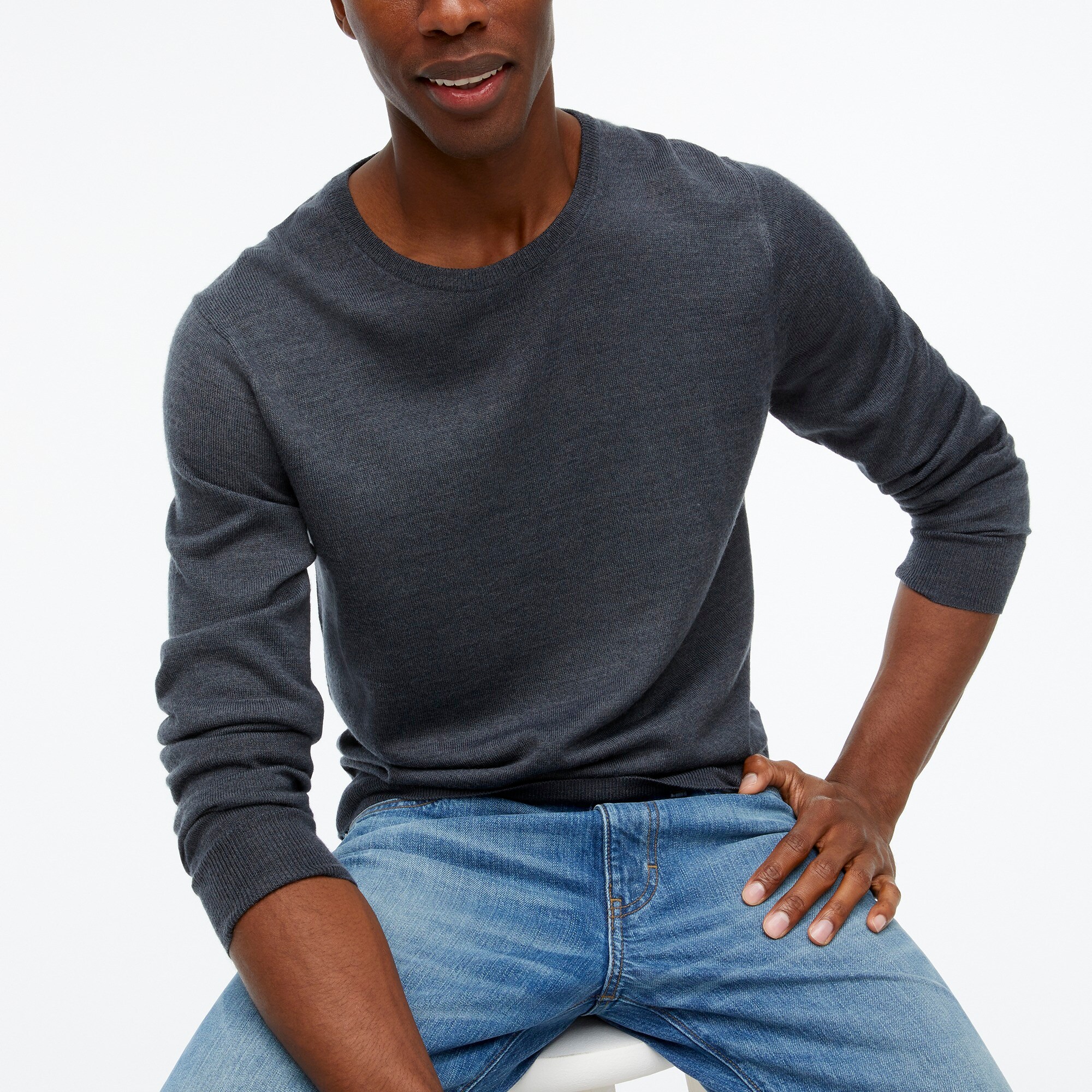 mens Machine-washable merino wool-blend crewneck sweater