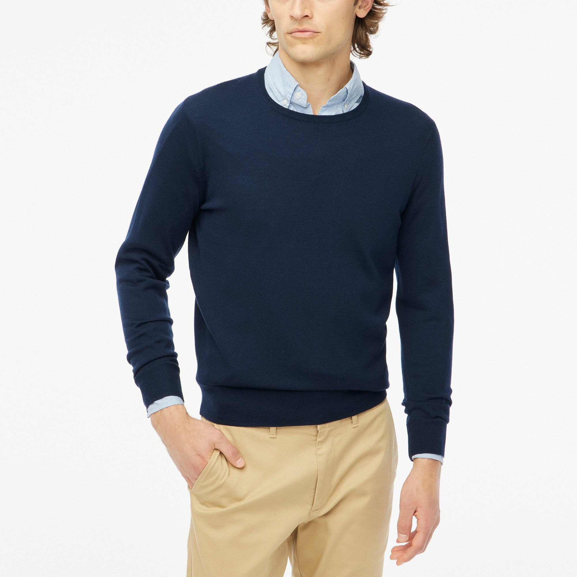 Men's Merino Wool Crew Neck Sweater: Blue-Grey – BBC Shop US