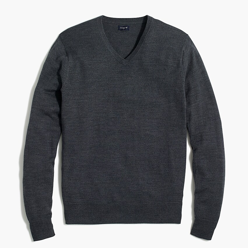 factory: washable merino wool-blend v-neck sweater for men, right side, view zoomed