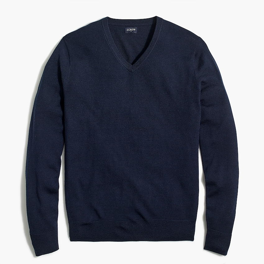 factory: washable merino wool-blend v-neck sweater for men, right side, view zoomed