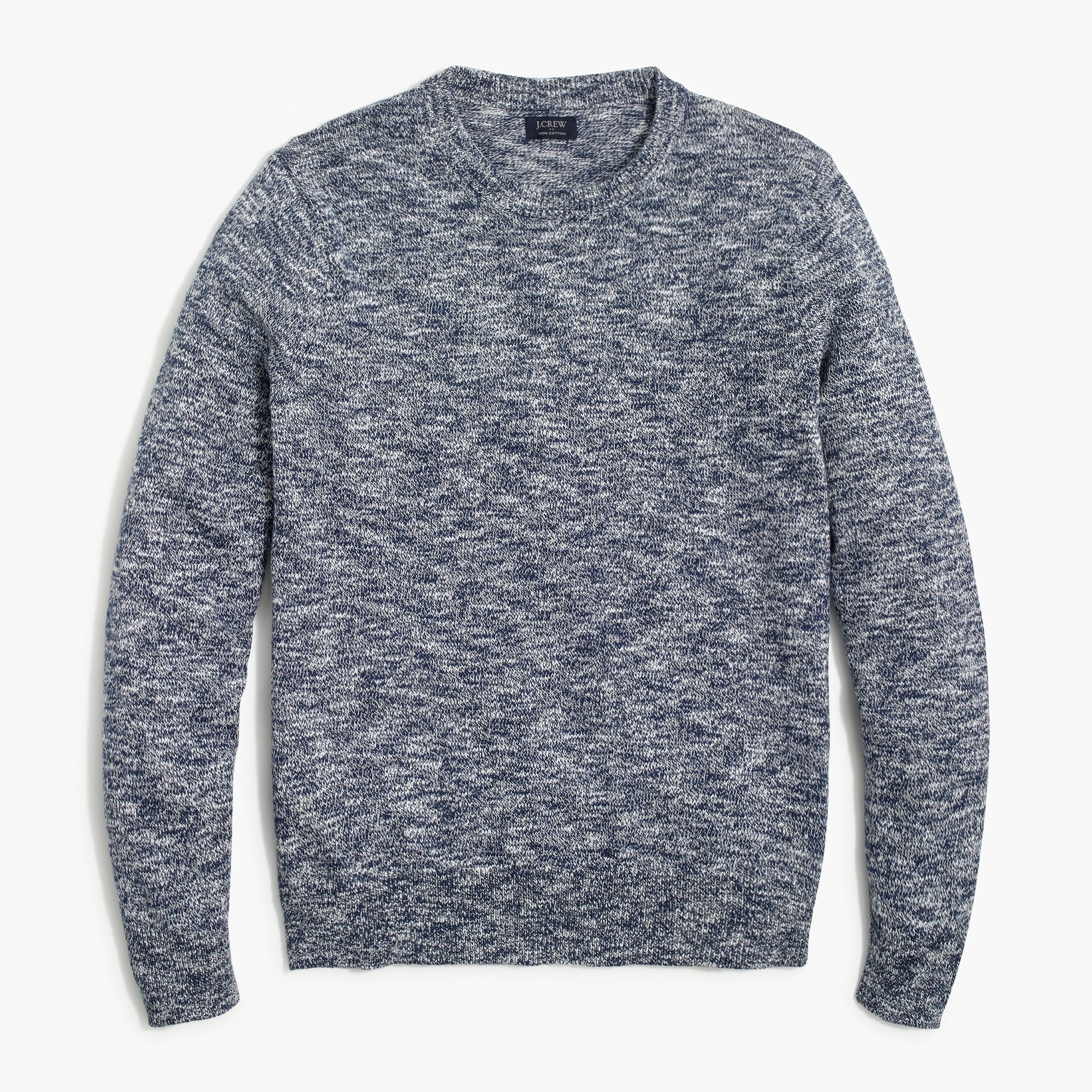 Factory: Two-color Slub Cotton Crewneck Sweater For Men