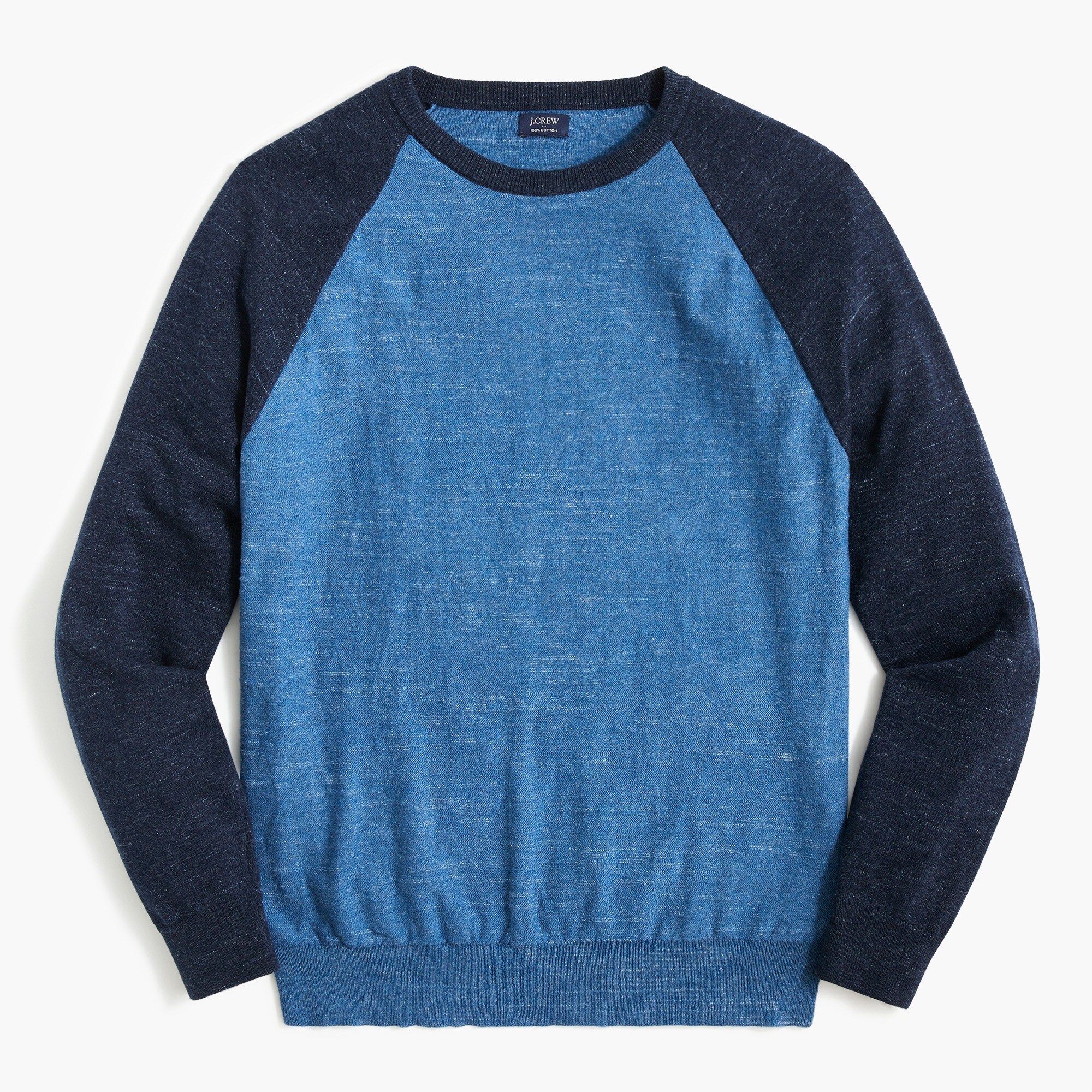 raglan budded baseball crewneck sweater for men