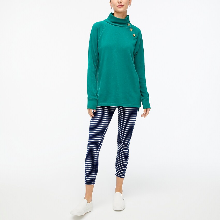 factory: wide button-collar tunic sweatshirt in cloudspun fleece for women, right side, view zoomed