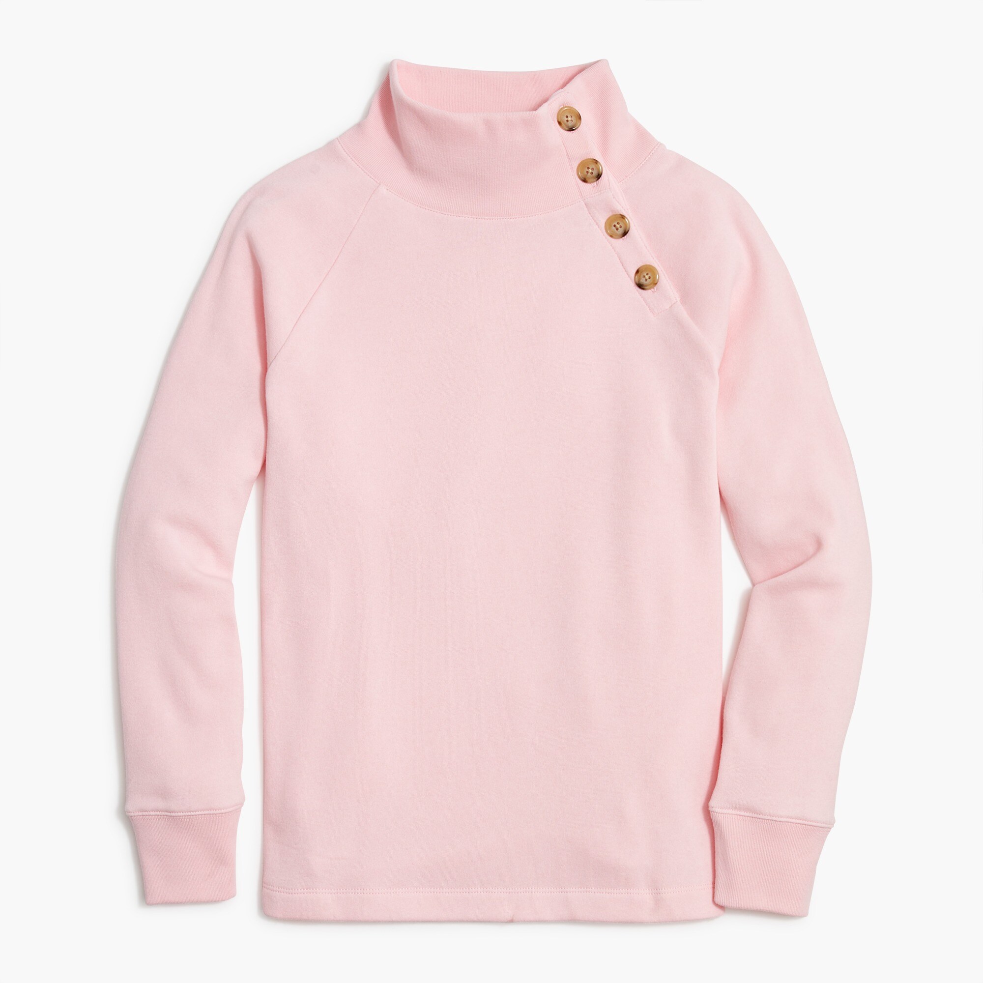 Wide button-collar tunic sweatshirt in cloudspun fleece