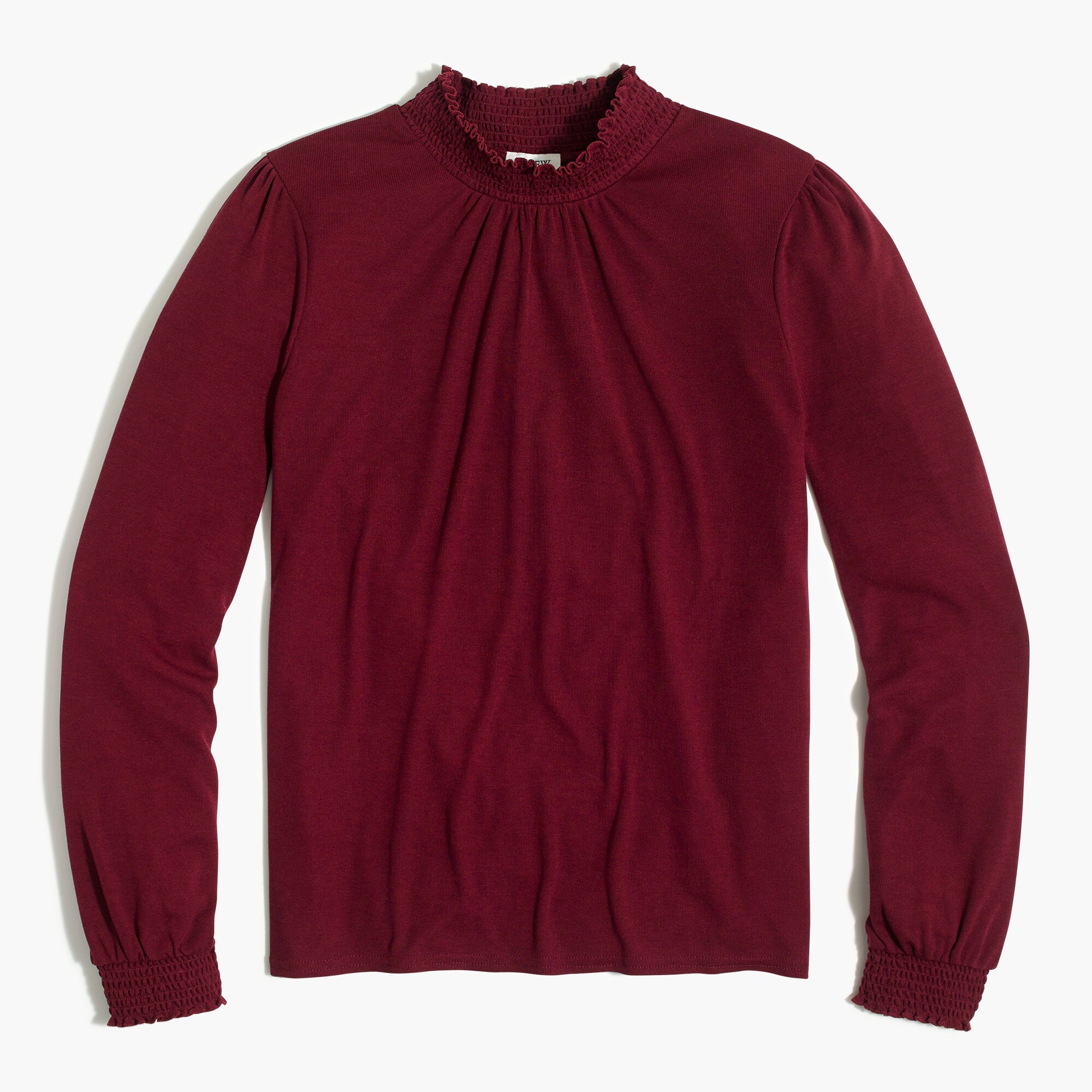 Long-sleeve smocked-neck top