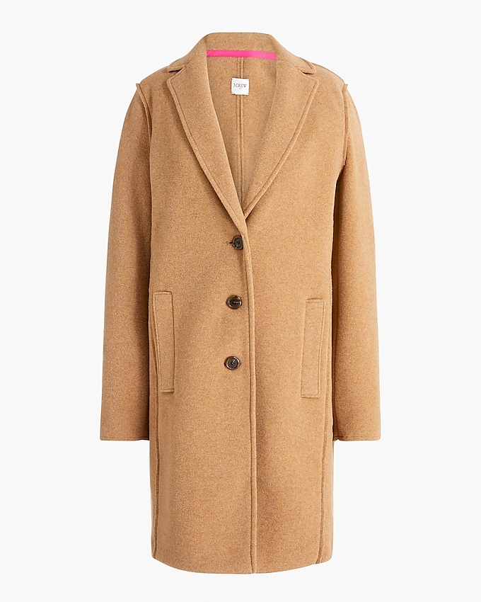 factory: boiled wool-blend topcoat for women, right side, view zoomed