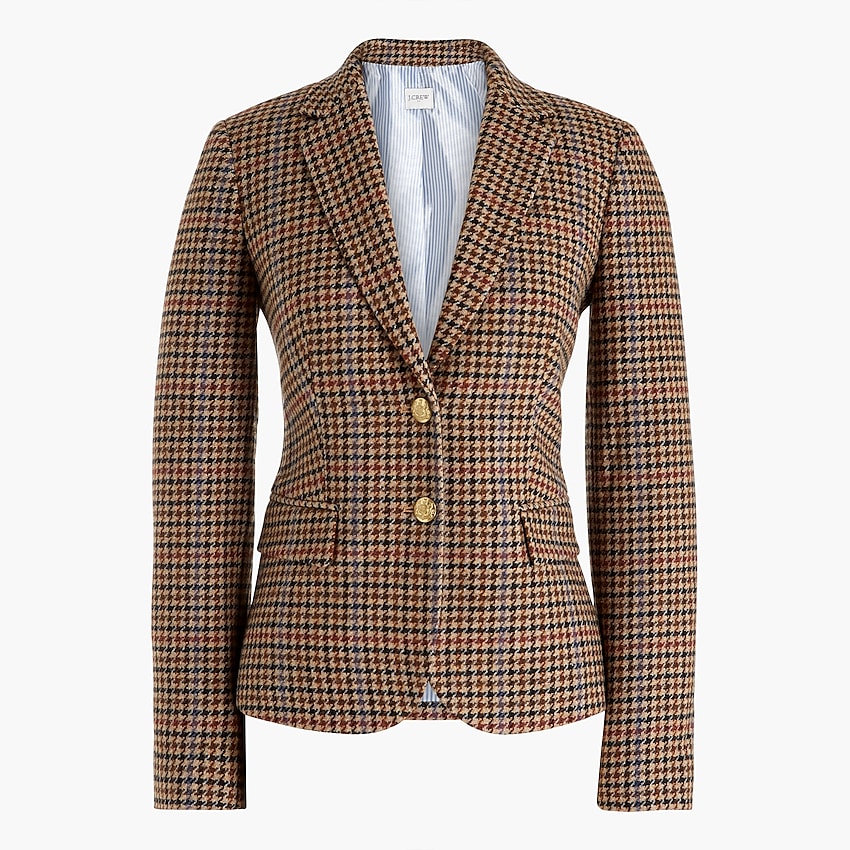 j.crew factory: houndstooth schoolboy blazer for women, right side, view zoomed