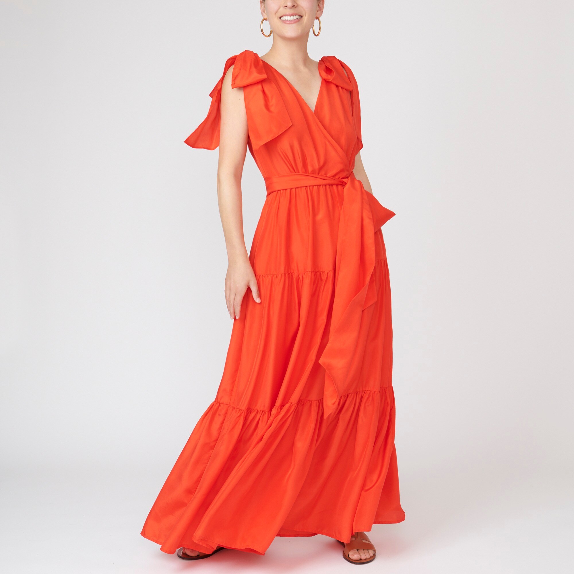 shoulder tie maxi dress