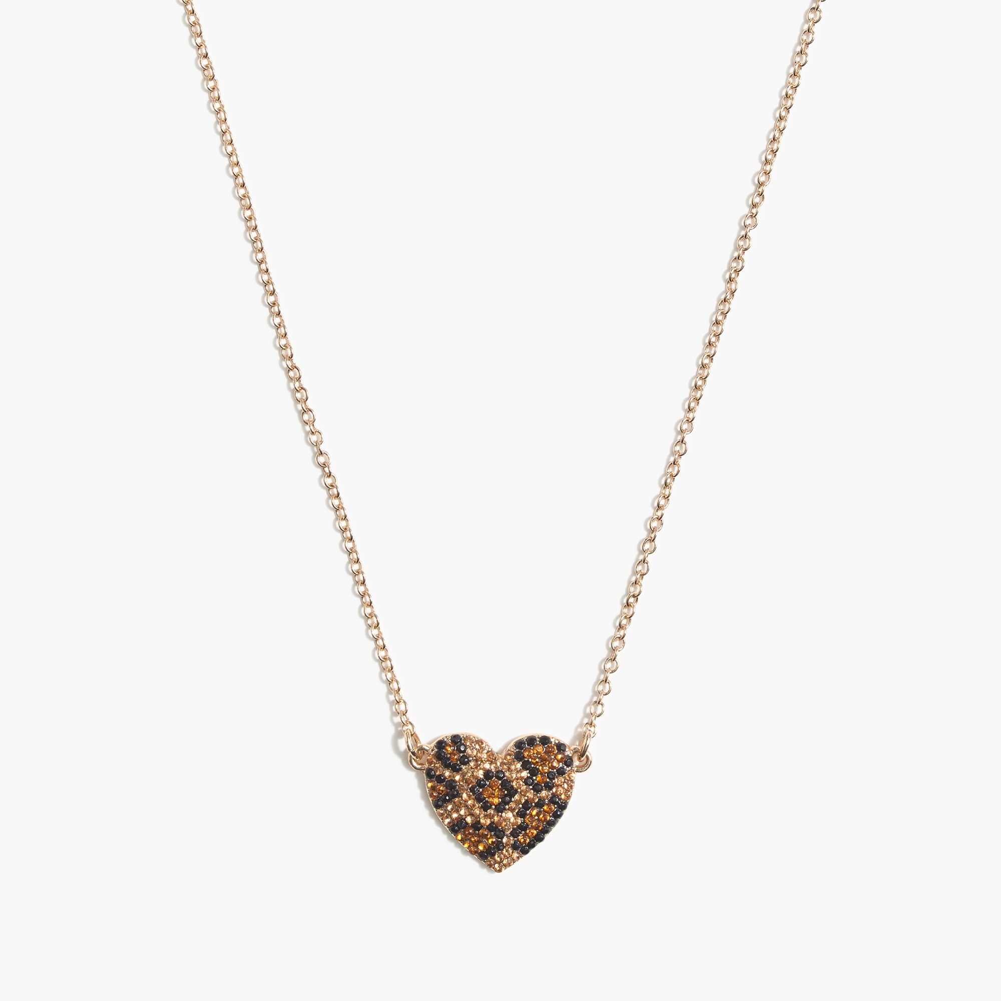 Girls' leopard pavé heart necklace
