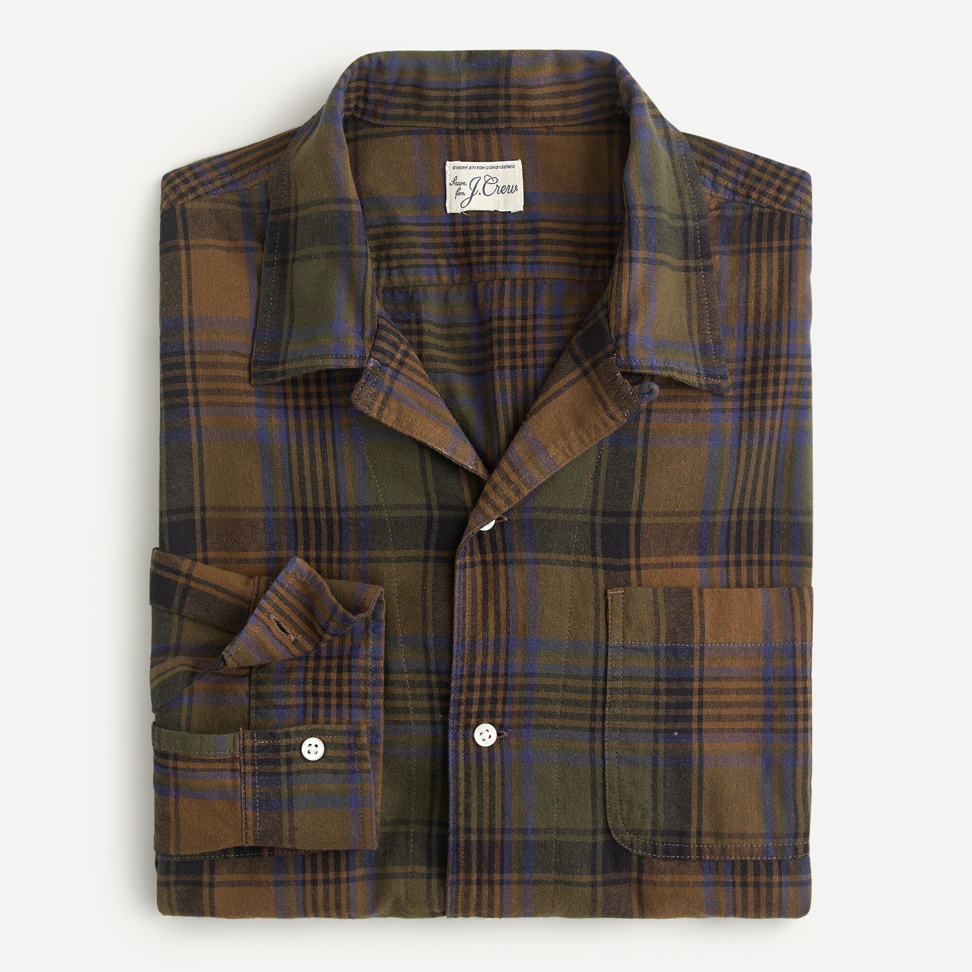 Rustic Cotton Camp-collar Shirt In Plaid For Men | J.Crew