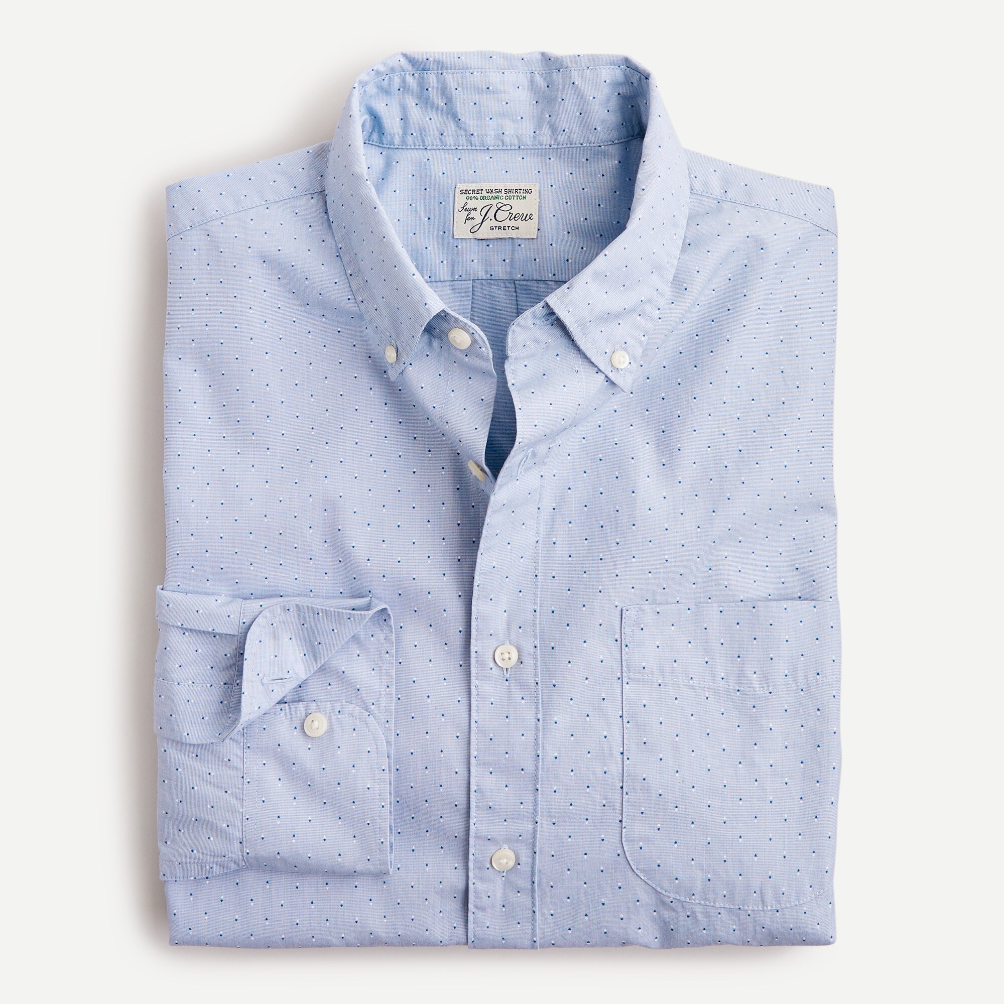 Stretch Secret Wash cotton poplin shirt in dobby