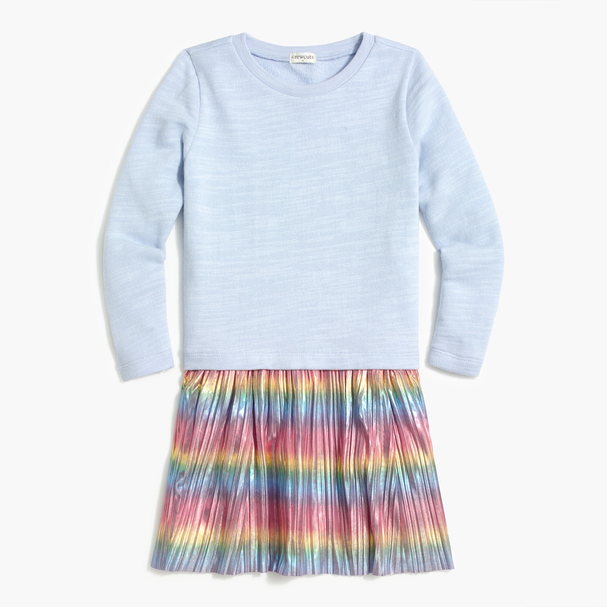 Girls' rainbow metallic mixed media sweatshirt dress