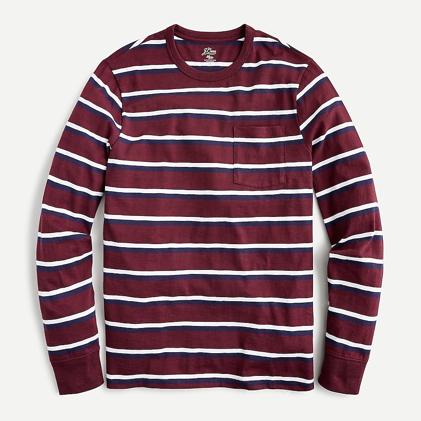 J.Crew: Long-sleeve Slub Cotton Pocket T-shirt In Stripe For Men
