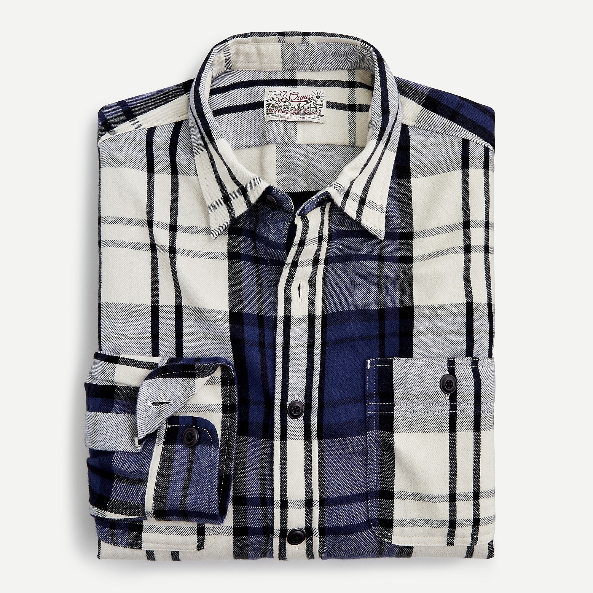 J.Crew: Midweight Flannel Workshirt In Plaid For Men