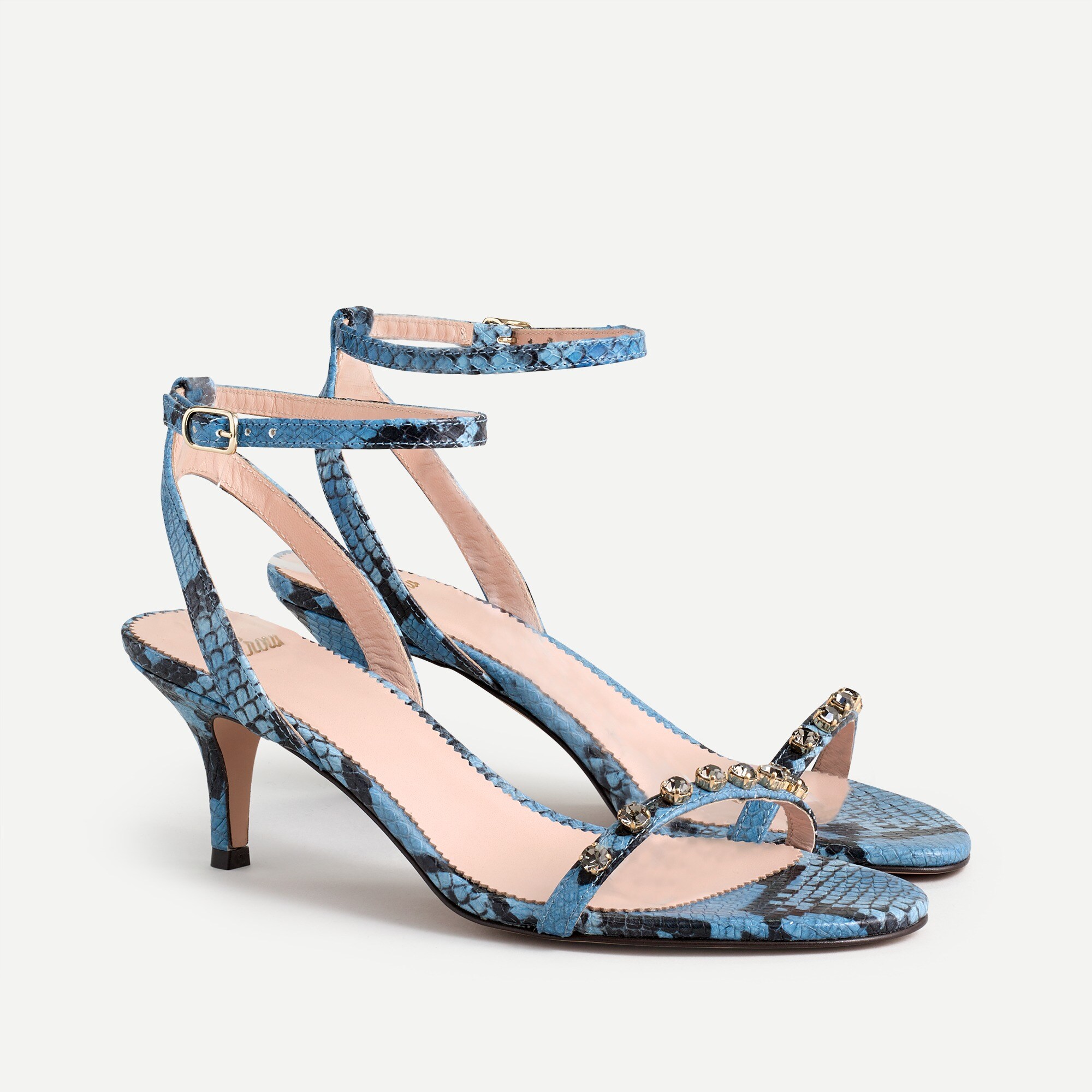 Strappy sandals in snake-embossed leather