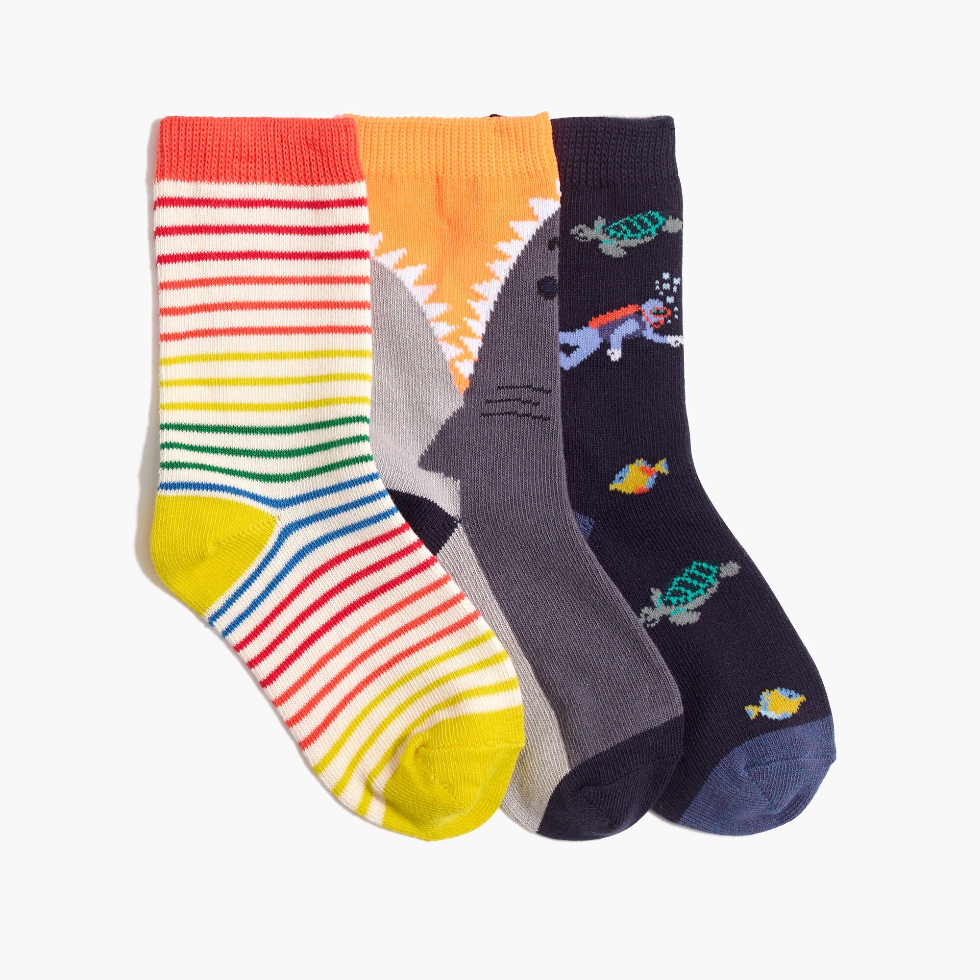 Boys' shark rainbow trouser socks three-pack