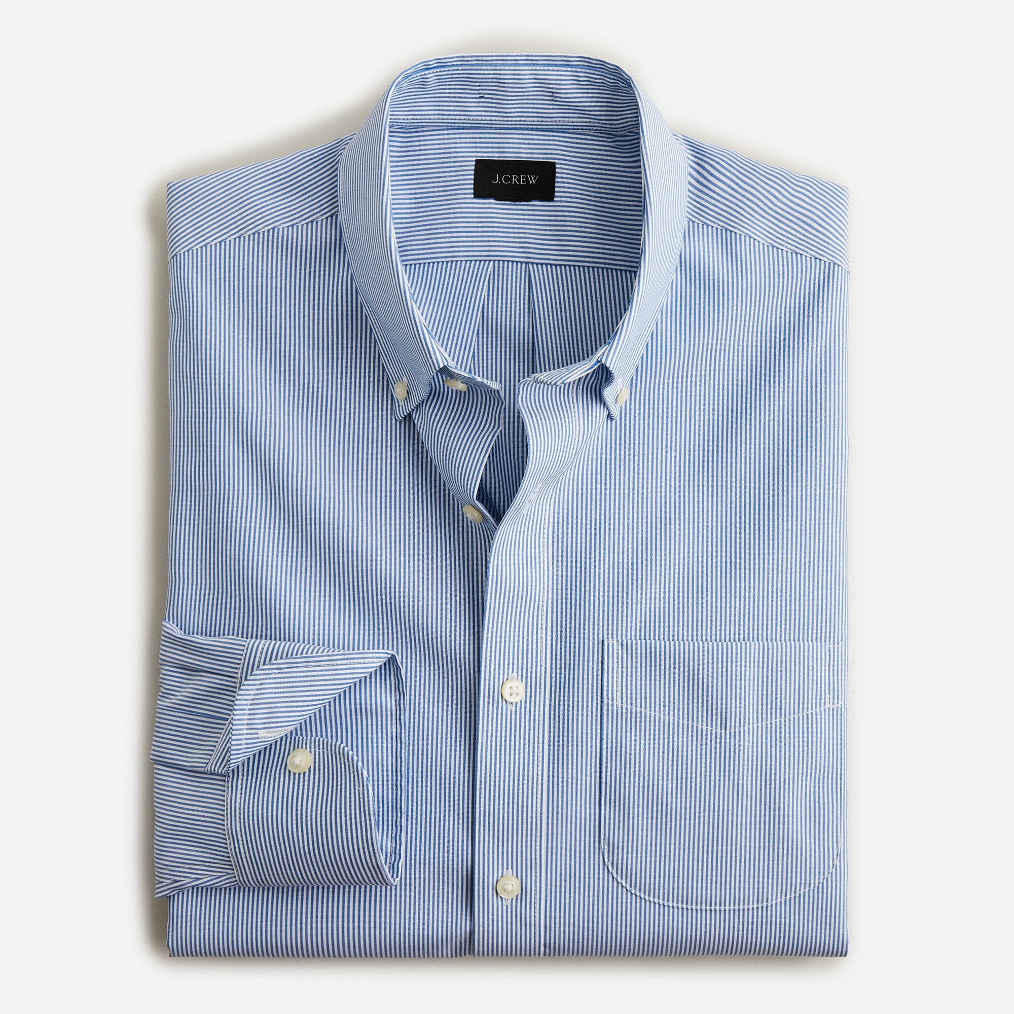 Slim Bowery wrinkle-free stretch cotton shirt in stripe