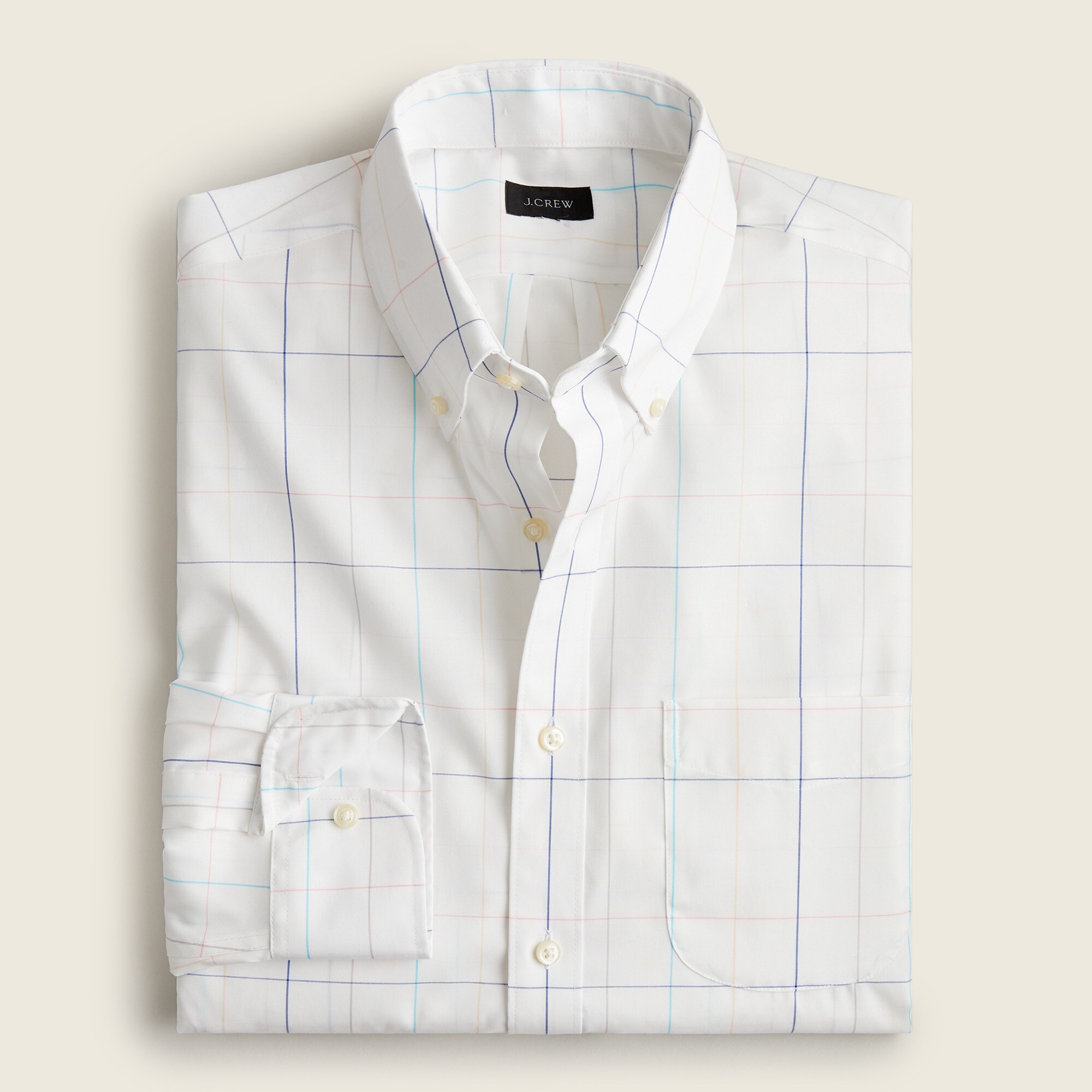 Slim-fit Bowery wrinkle-free stretch cotton shirt in check
