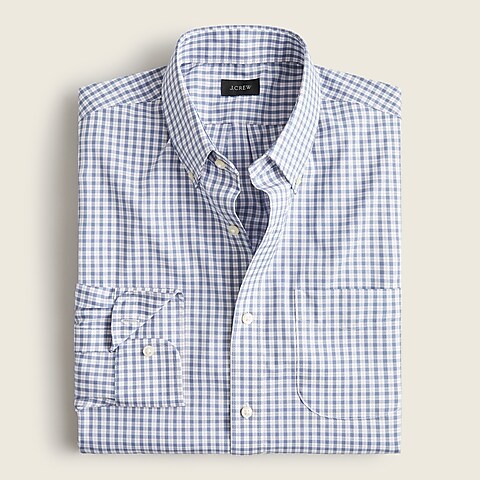 mens Slim Bowery wrinkle-free stretch cotton shirt in windowpane