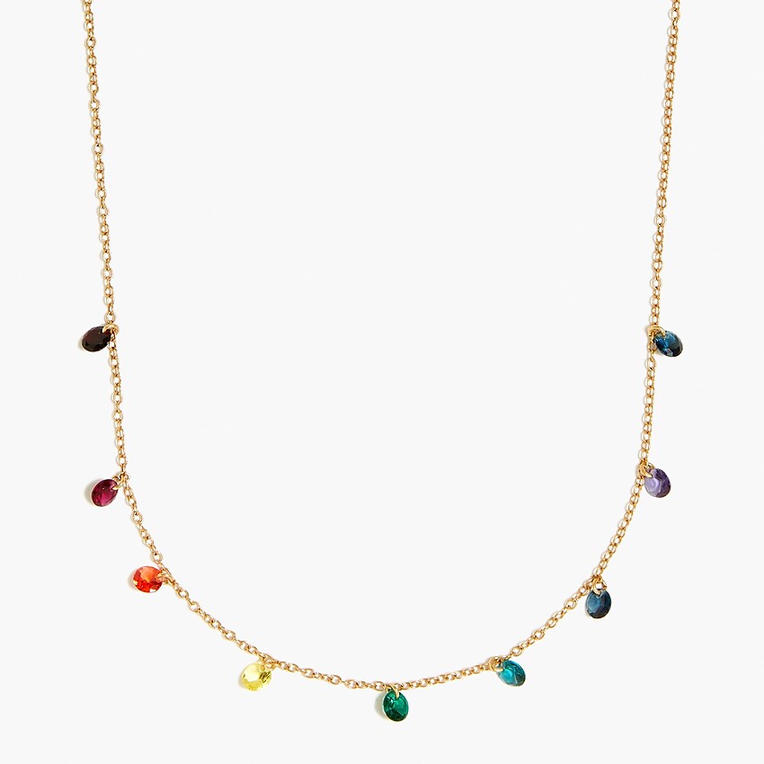 factory: multi-rainbow disc necklace for women, right side, view zoomed