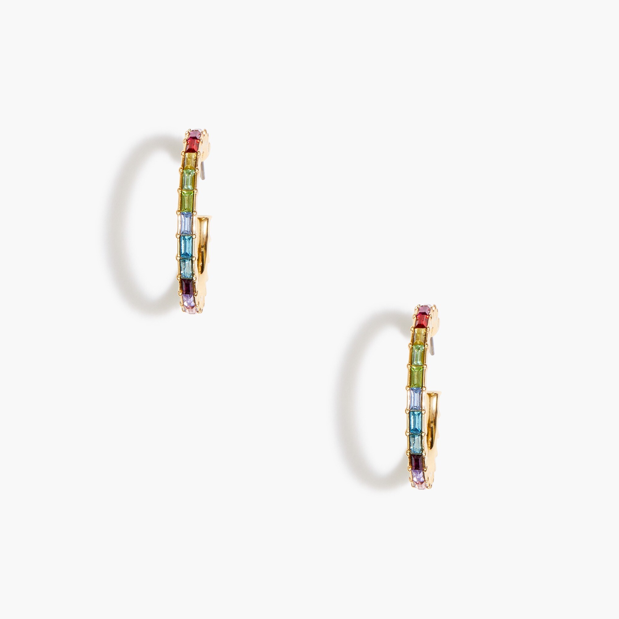 Crystal baguette hoop earrings