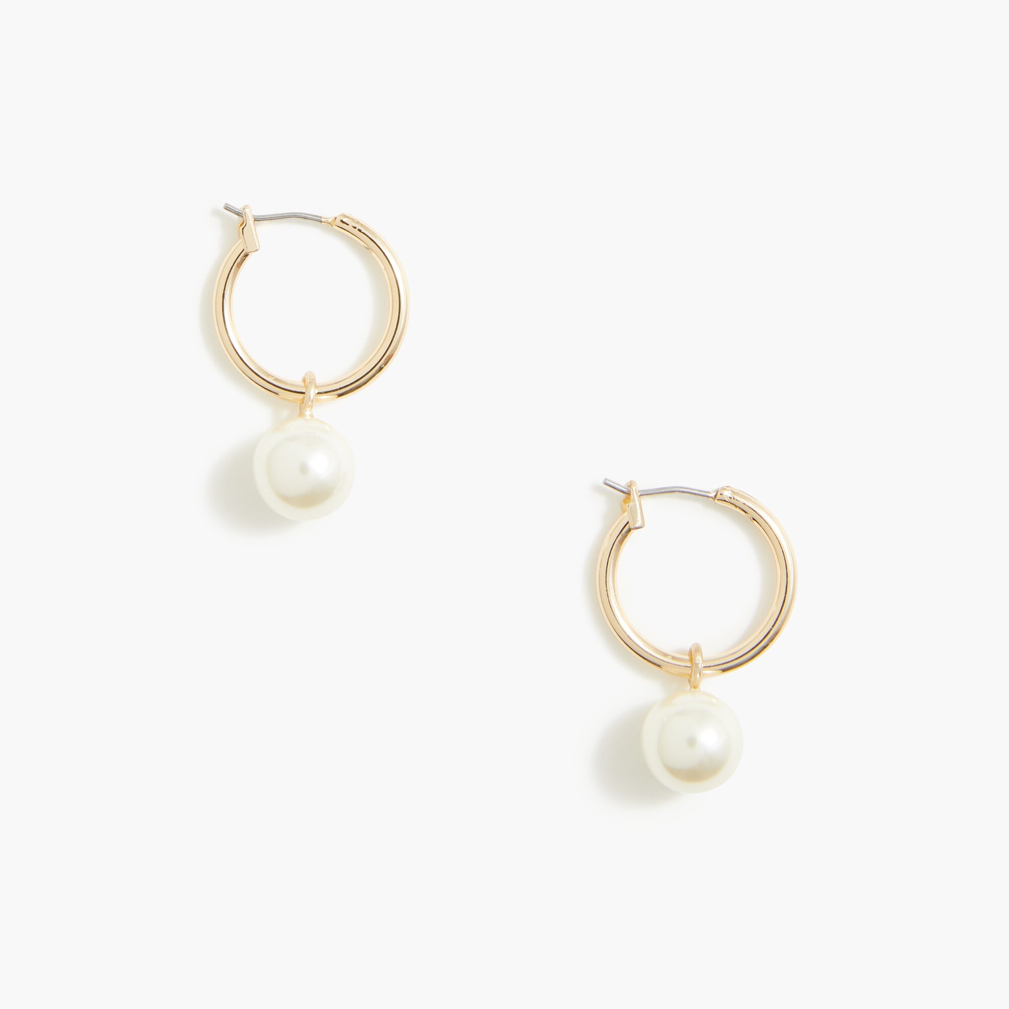 Single pearl drop hoop earrings