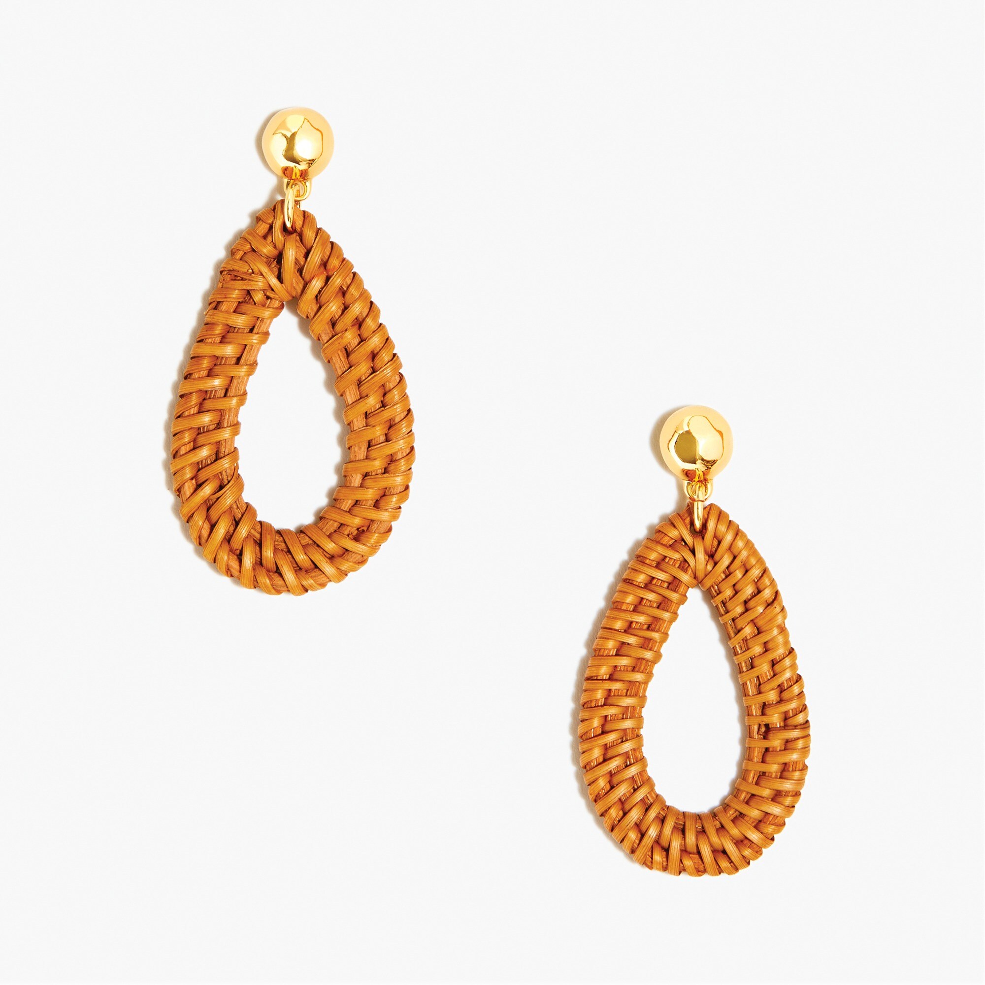 Teardrop rattan statement earrings