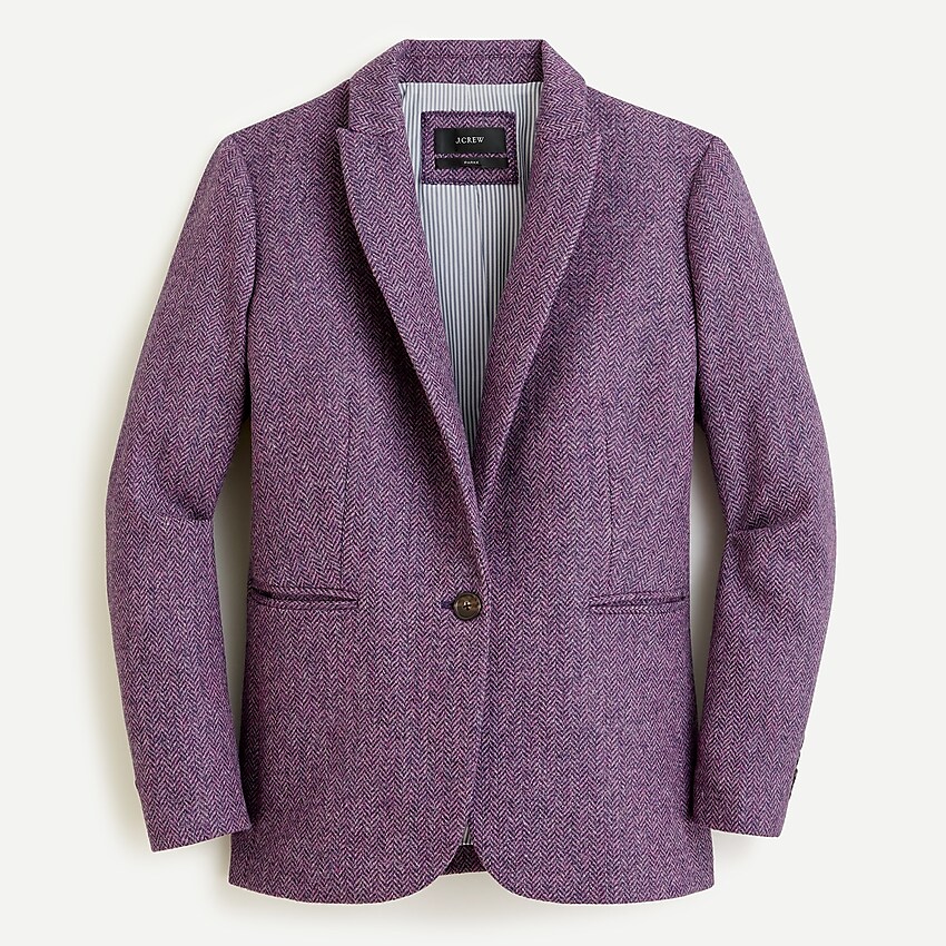 j.crew: parke blazer in purple herringbone english wool for women, right side, view zoomed