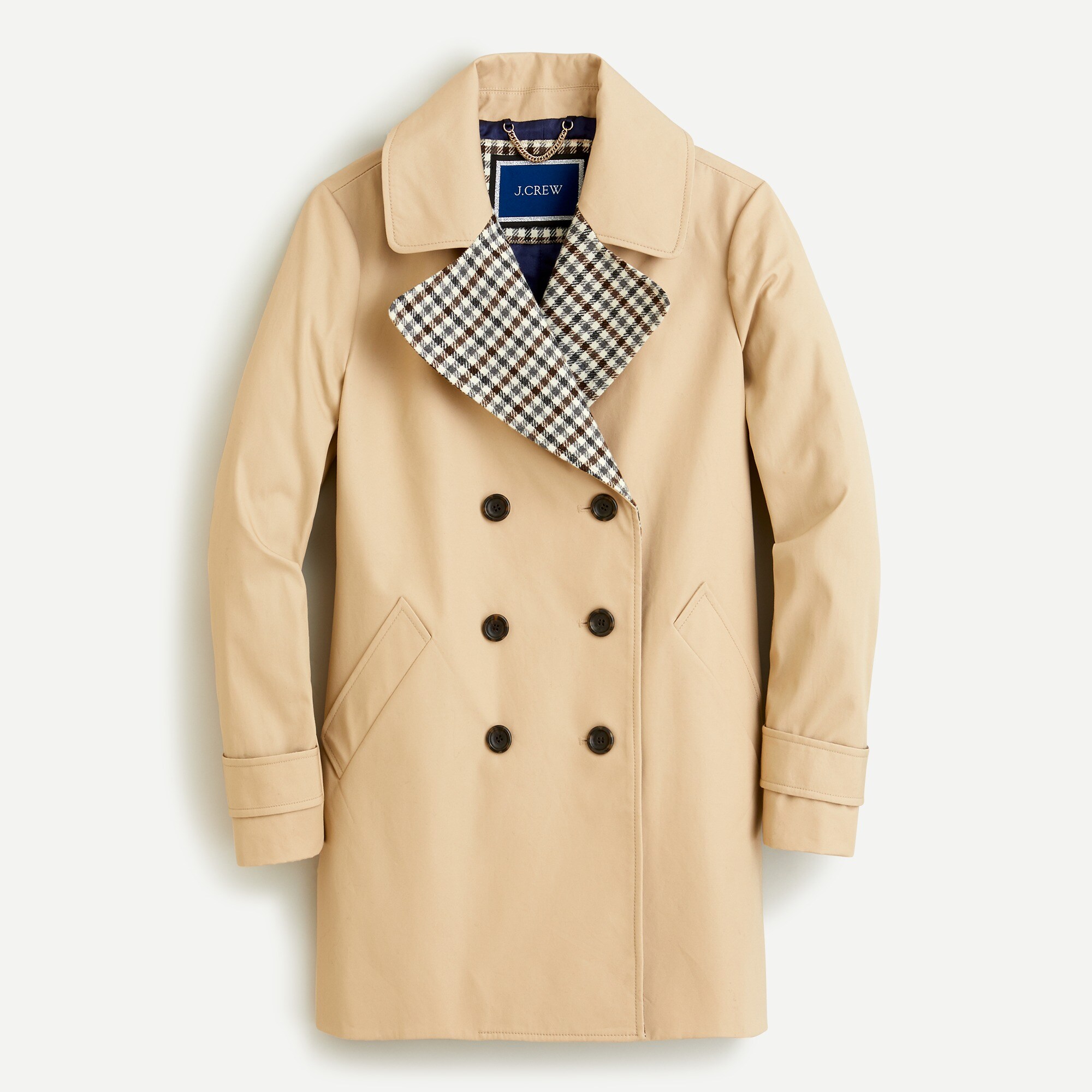 Pleated trench coat with Italian wool lapel