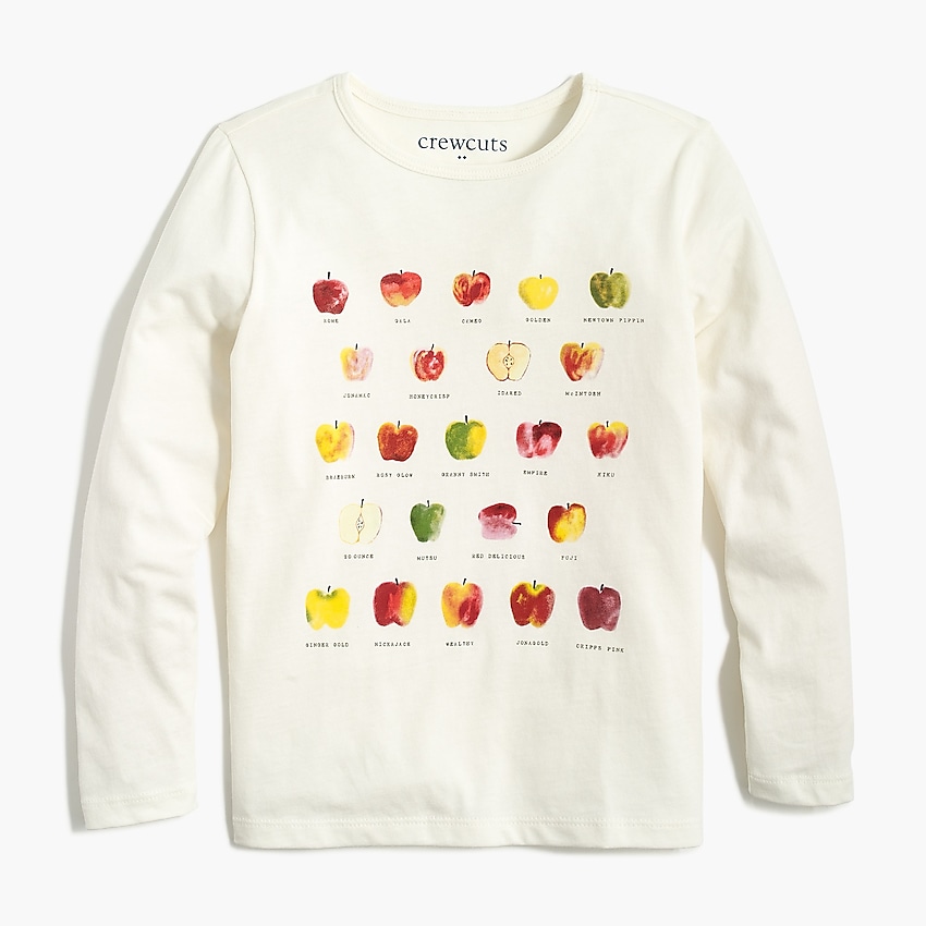 factory: girls' apple graphic tee for girls, right side, view zoomed