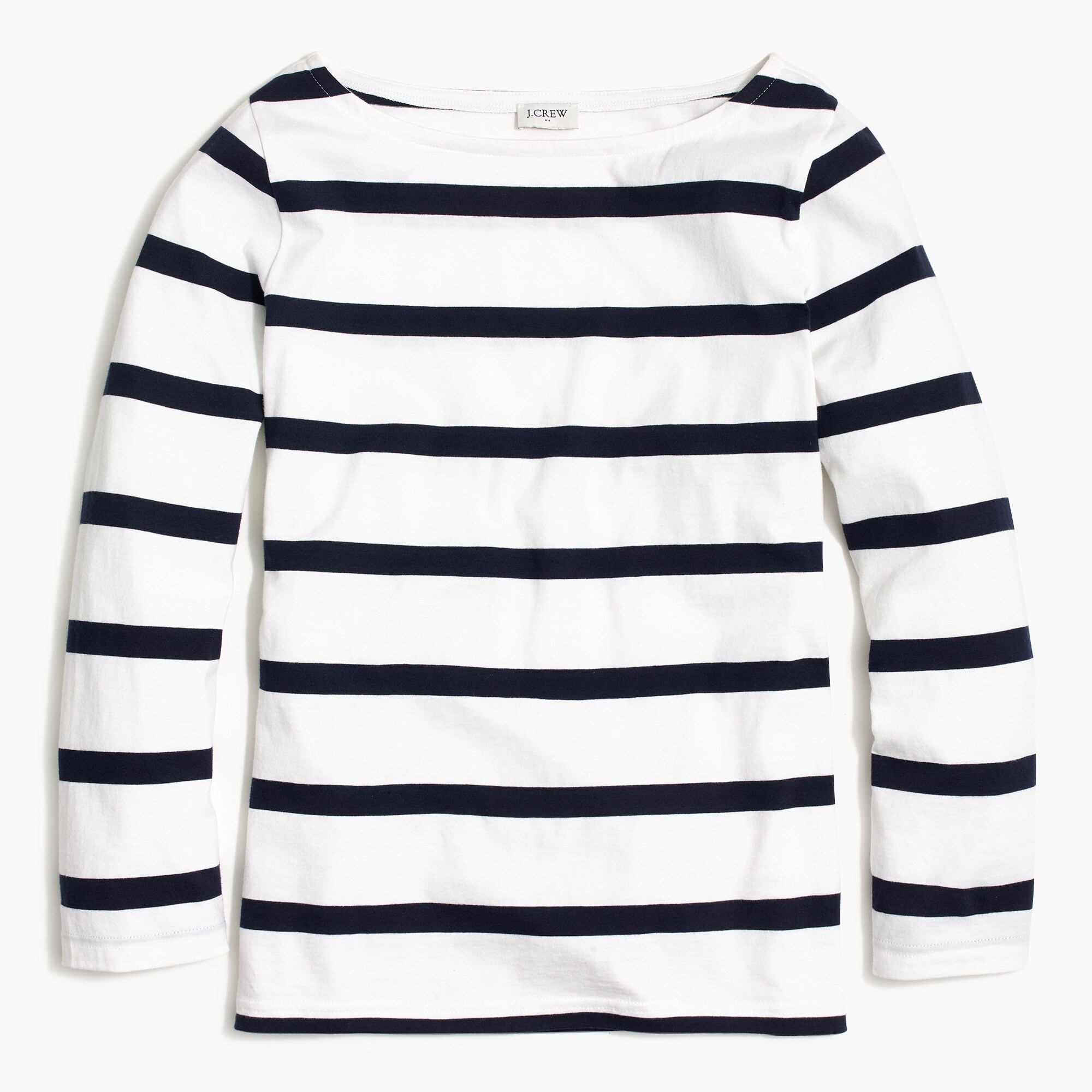 striped boatneck three-quarter sleeve top for women