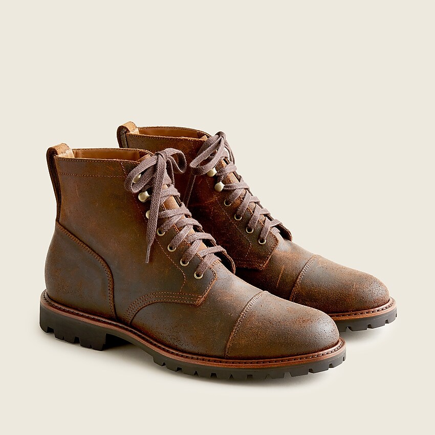 J.Crew: Kenton Cap-toe Boots In English Waxed Leather For Men