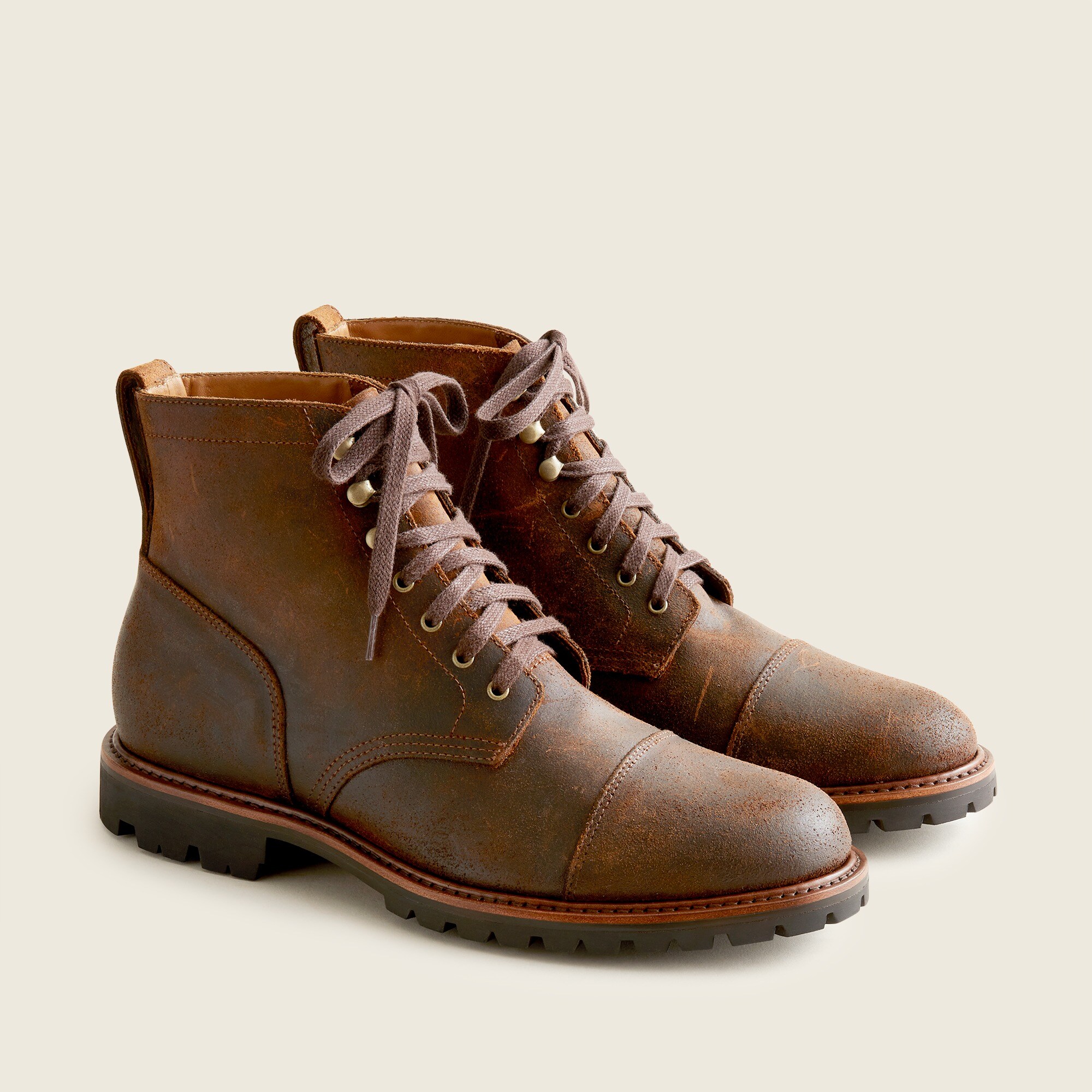 Kenton cap-toe boots in English waxed leather
