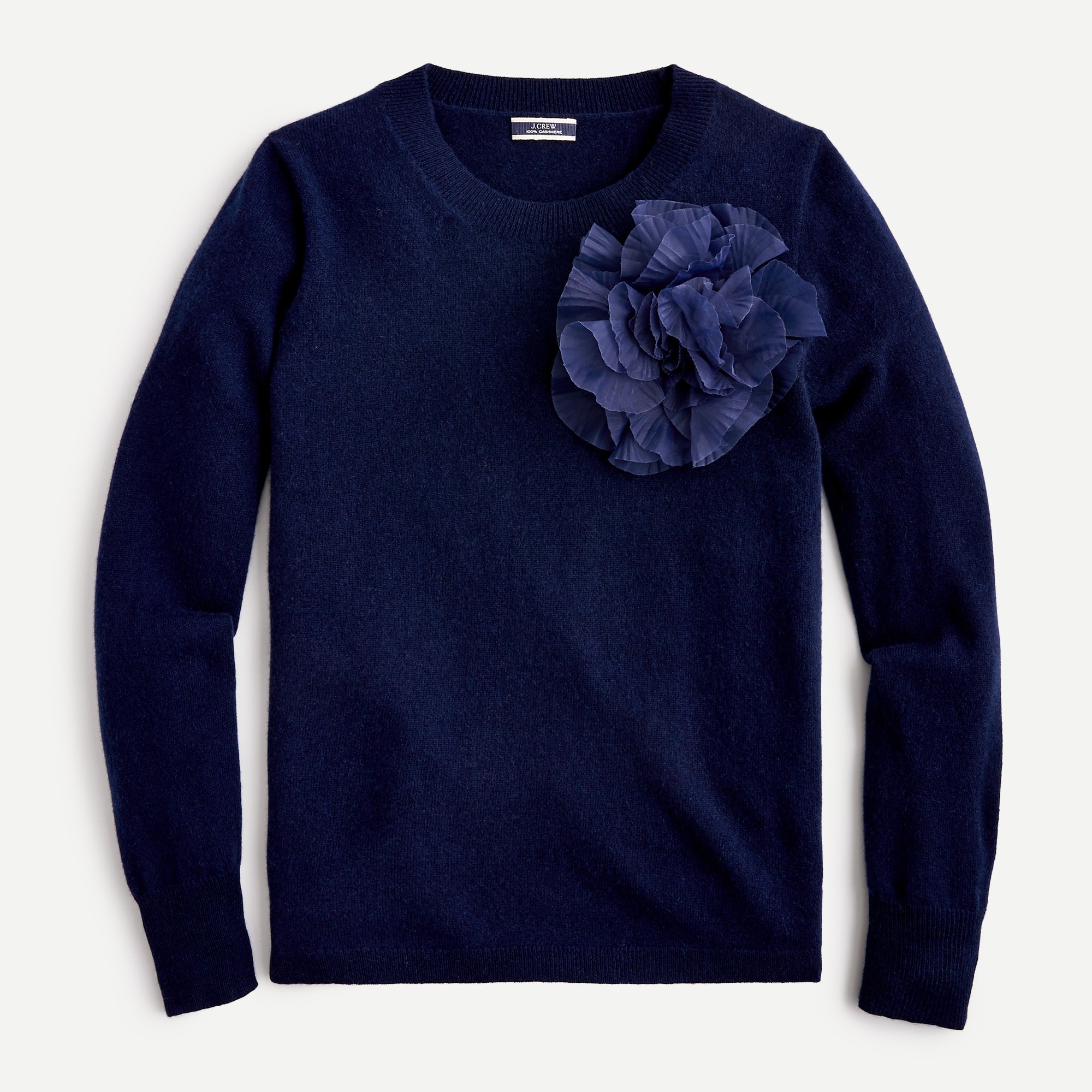 J.Crew Cashmere Crewneck With Embellished Flower For Women