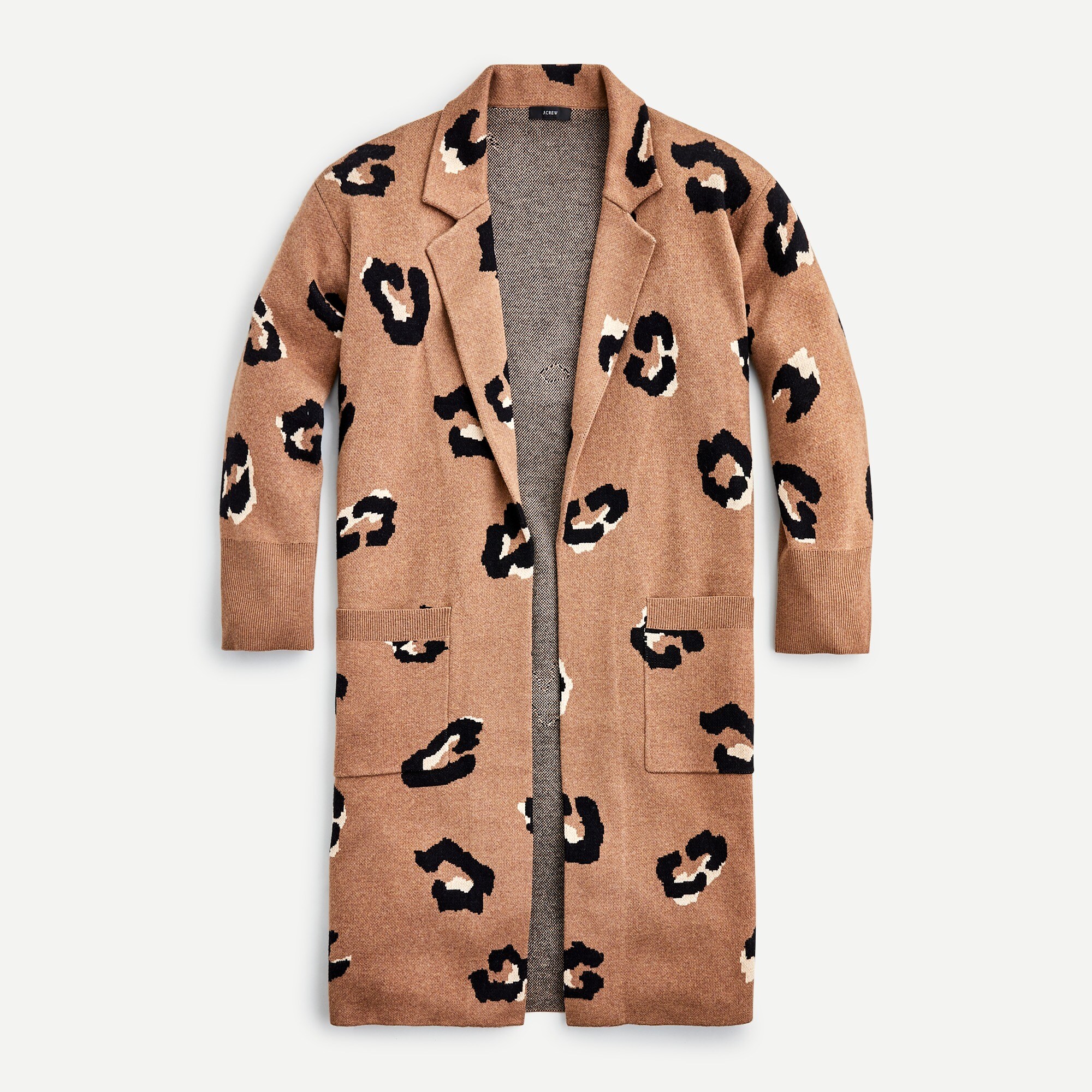 J.Crew Ella Open front Long Sweater blazer In Leopard For Women