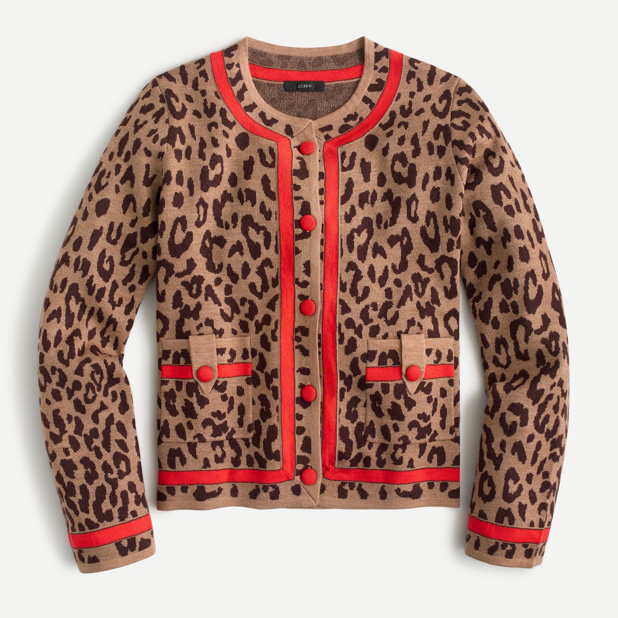 Tipped sweater-jacket in leopard