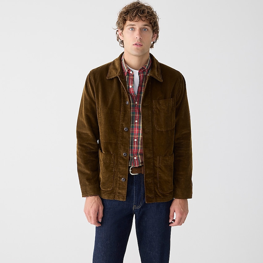 j.crew: wallace &amp; barnes corduroy chore jacket for men, right side, view zoomed
