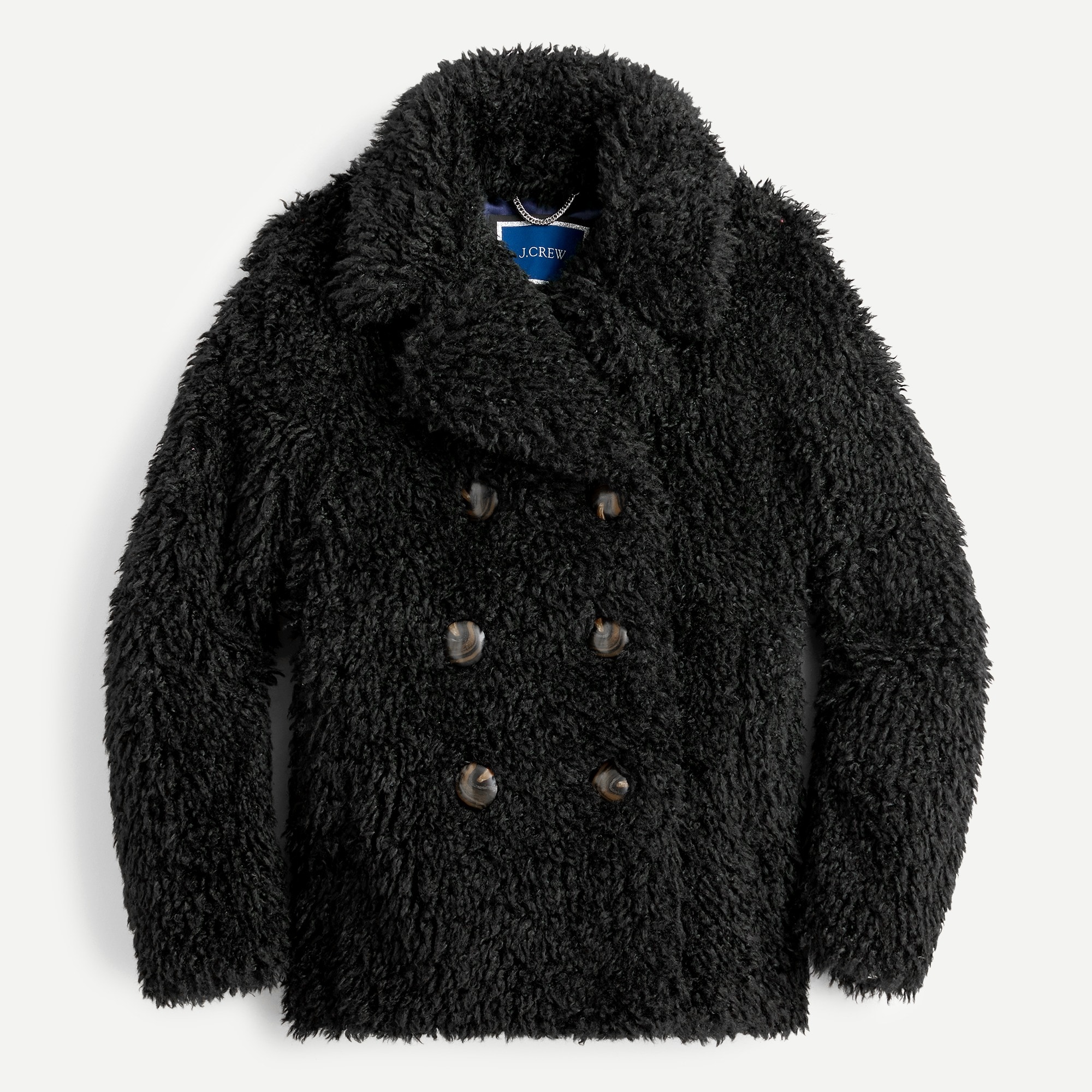 Faux-fur double-breasted peacoat