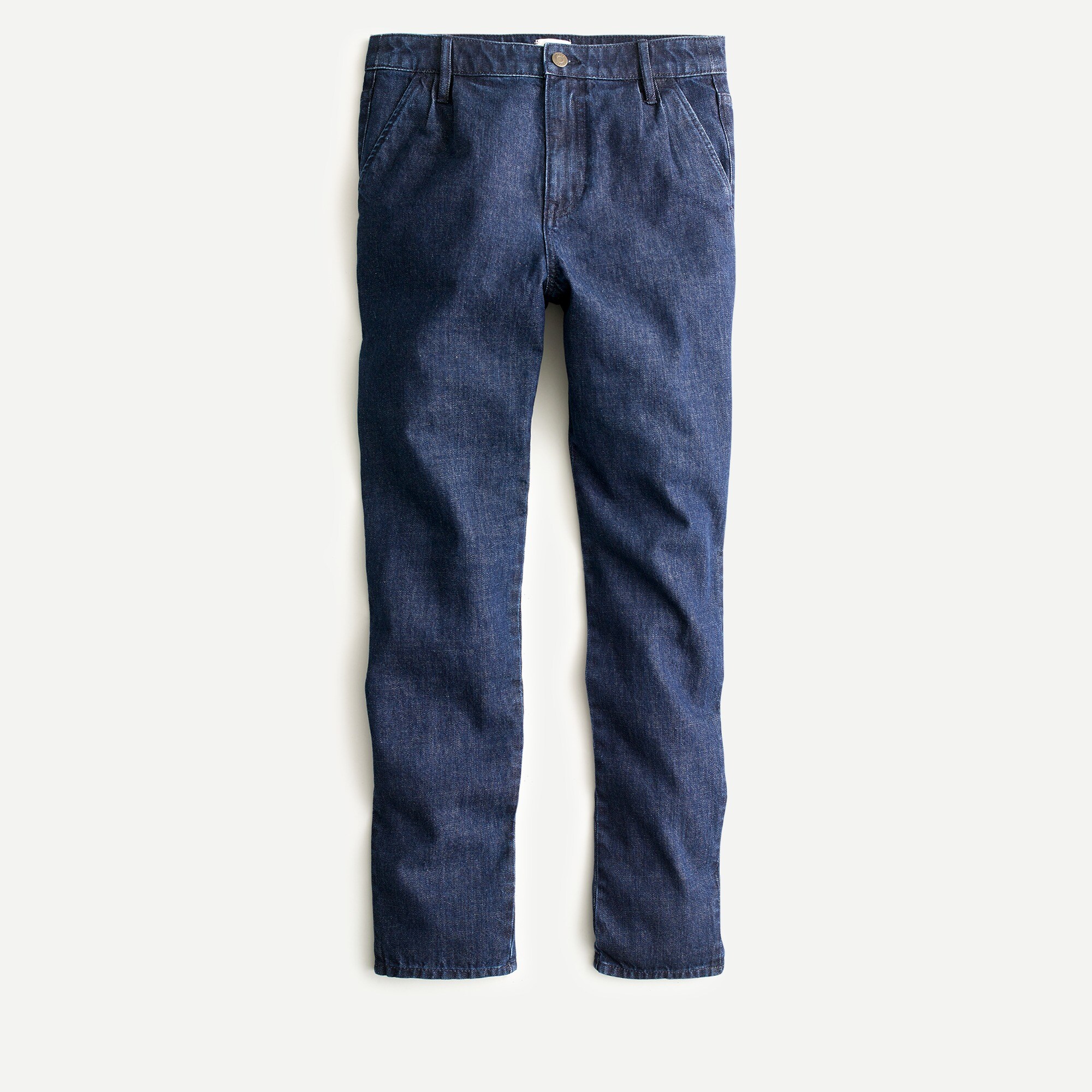 Full-length pleated denim trouser
