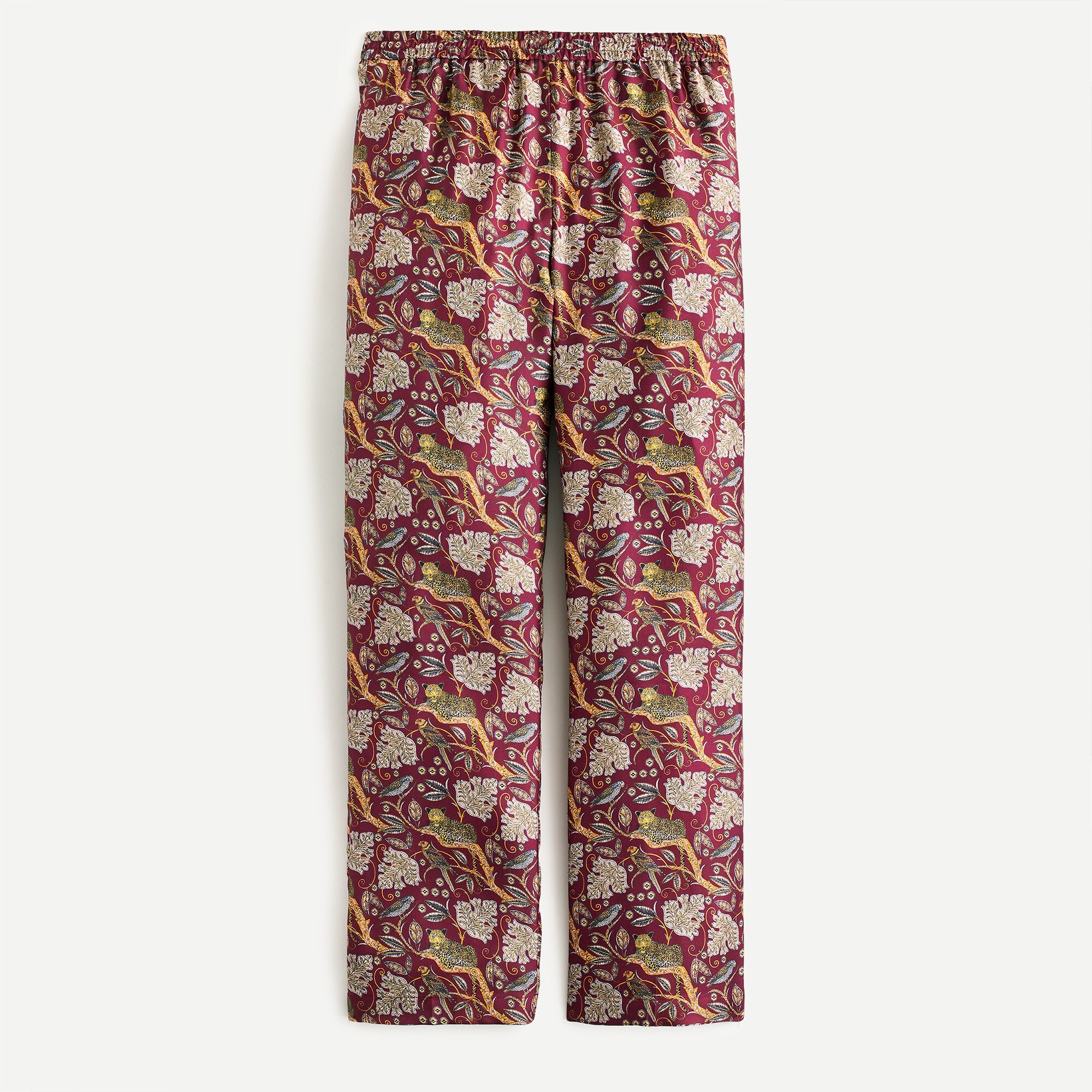 Pull-on silk-twill pant in jungle cat print