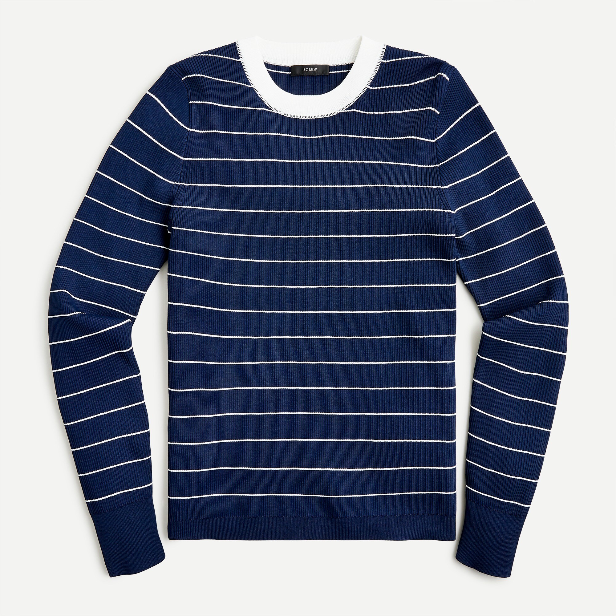Ribbed crewneck sweater in stripe